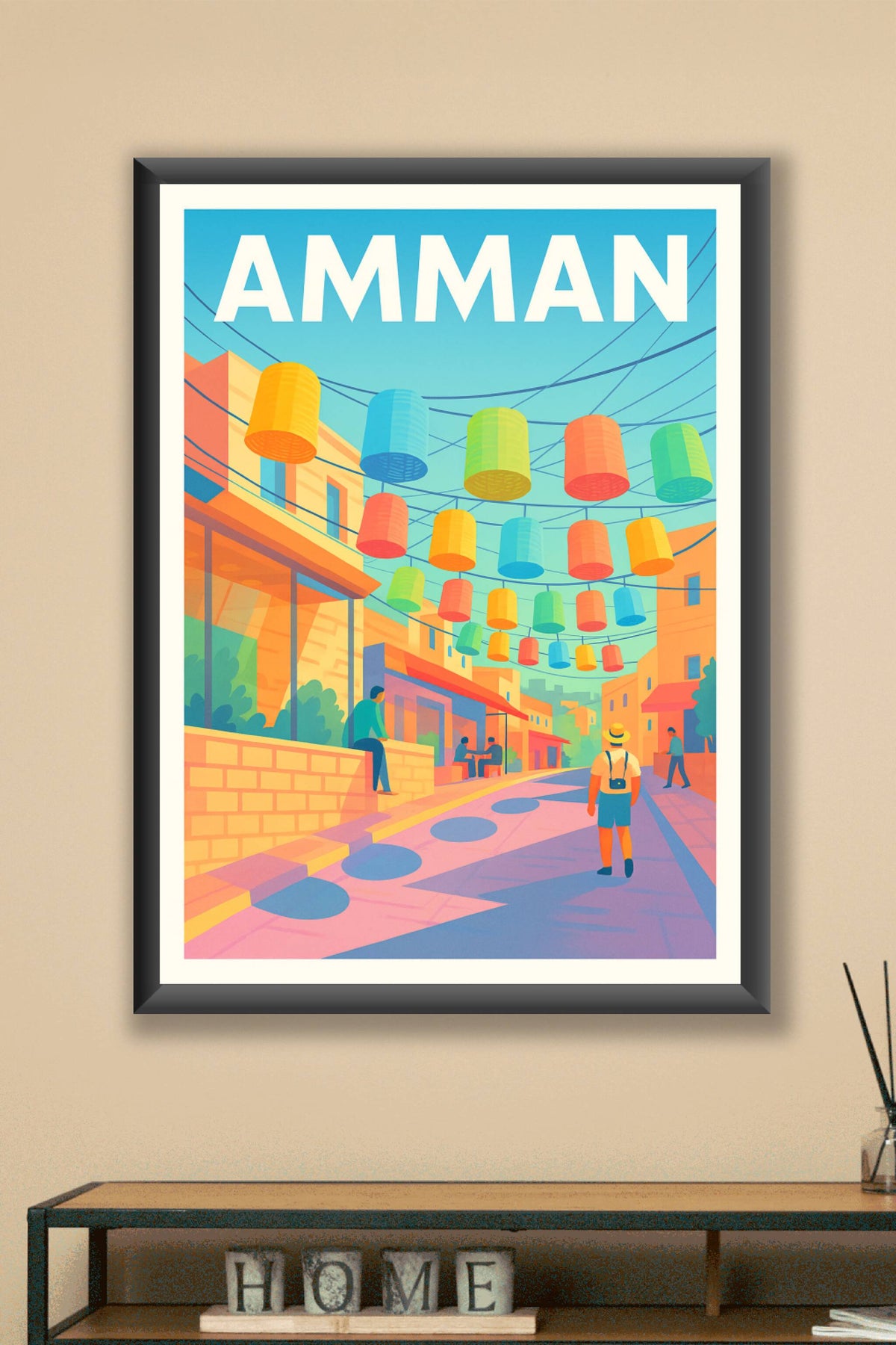Affiche de Amman - Promenade colorée sous les lanternes