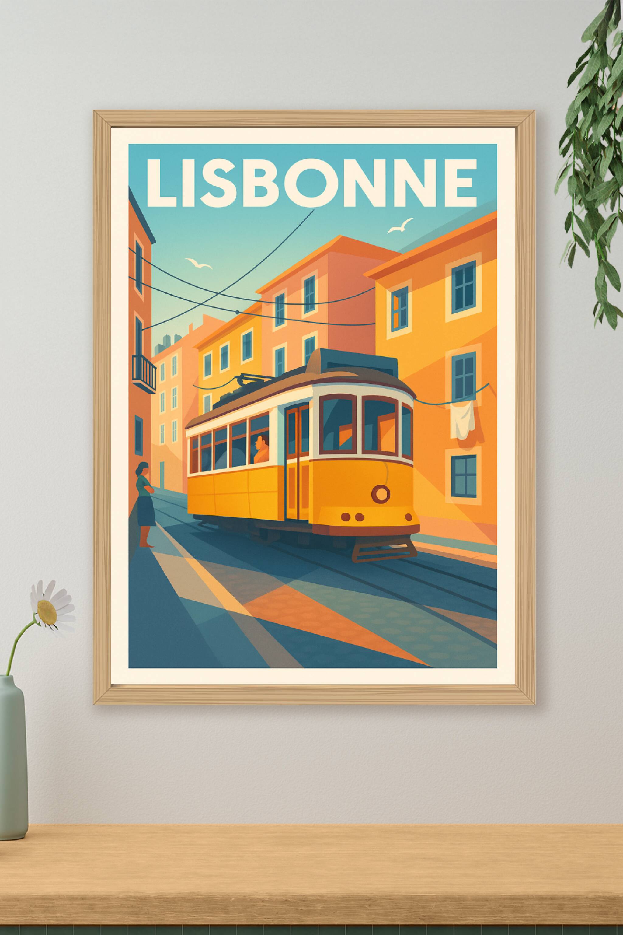 Affiche de Lisbonne - Charme vintage du tramway jaune