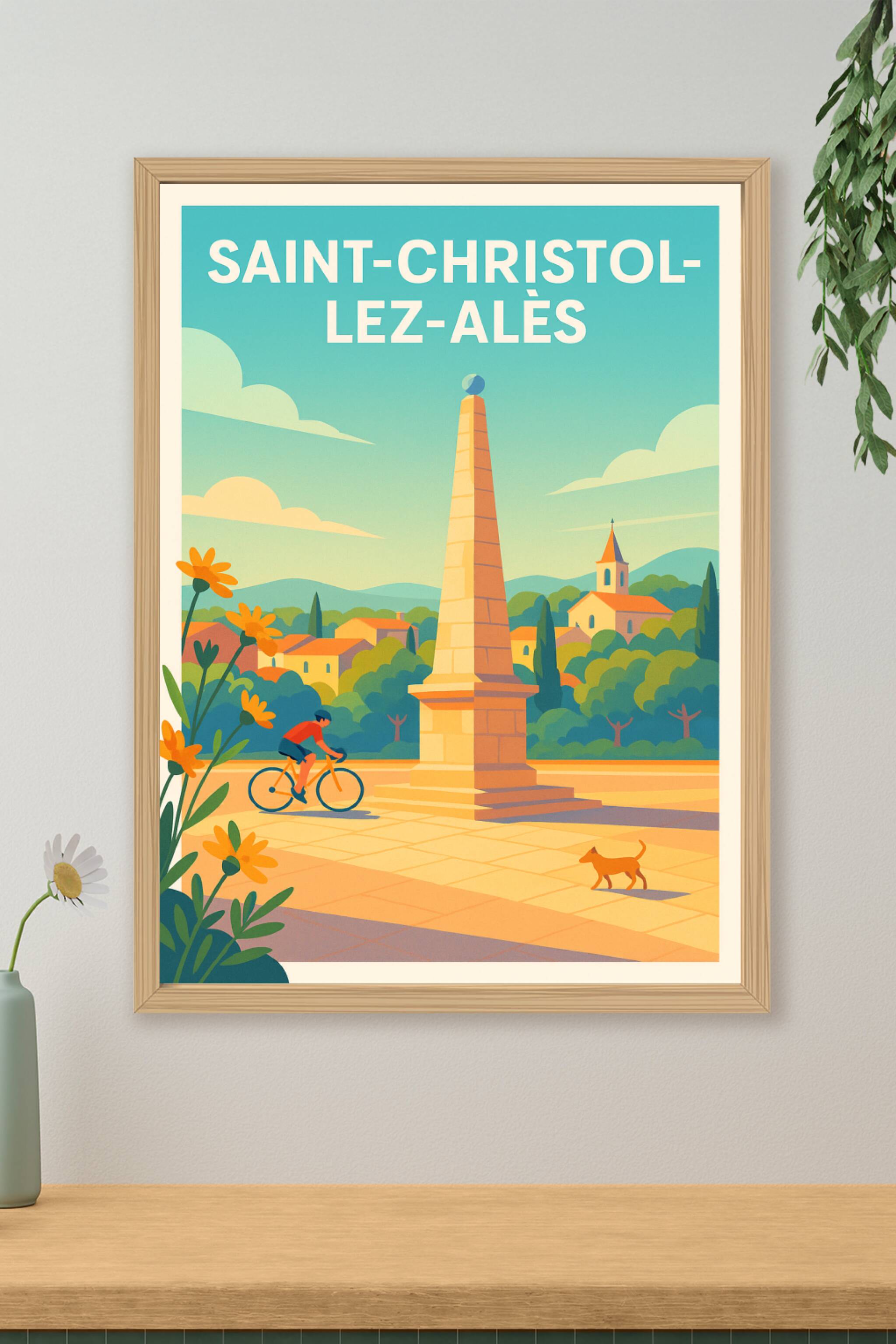 Affiche de Saint-Christol-lès-Alès - Charme provençal au monument central