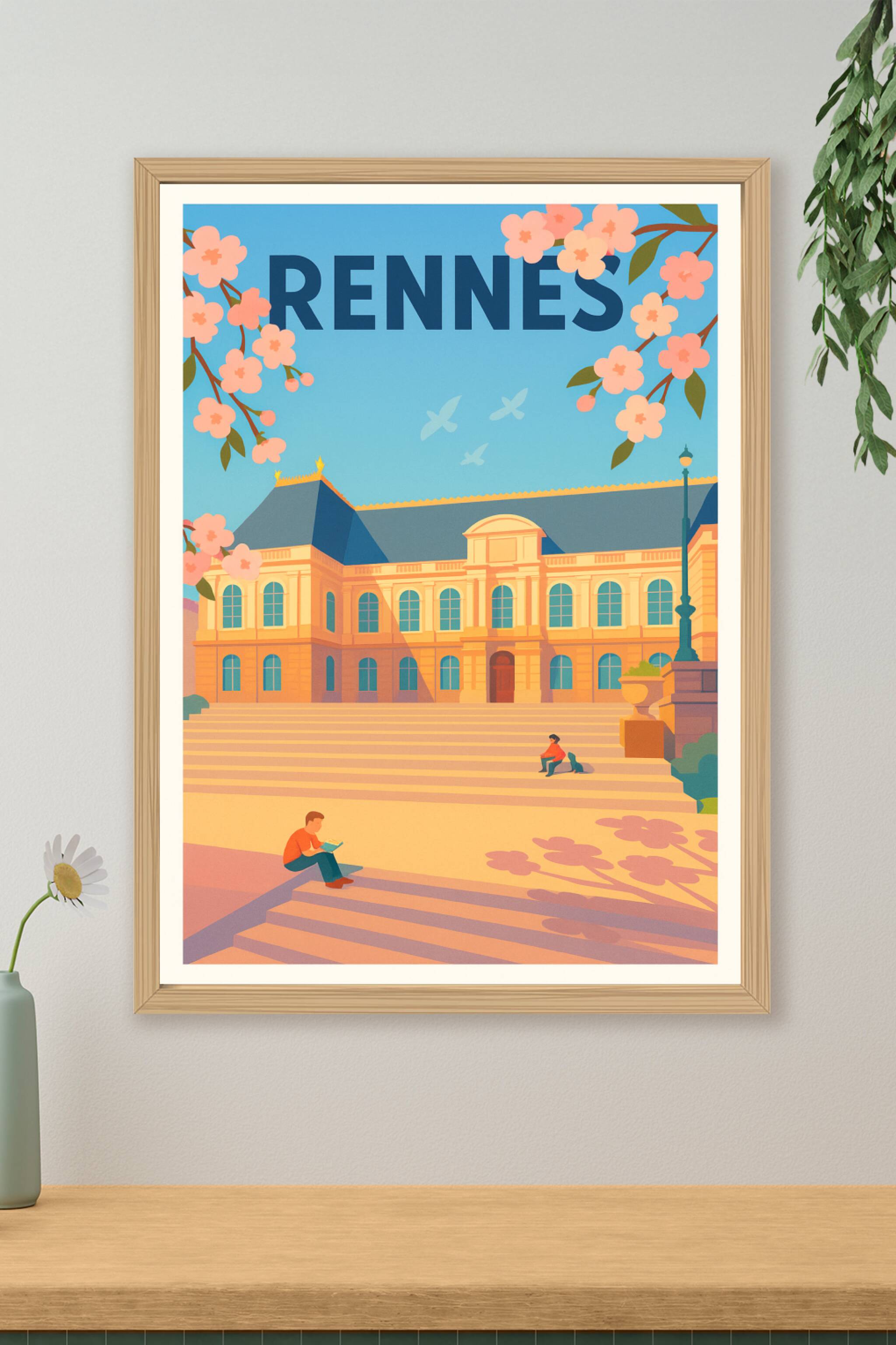 Affiche de Rennes - Lumières douces sur la ville historique