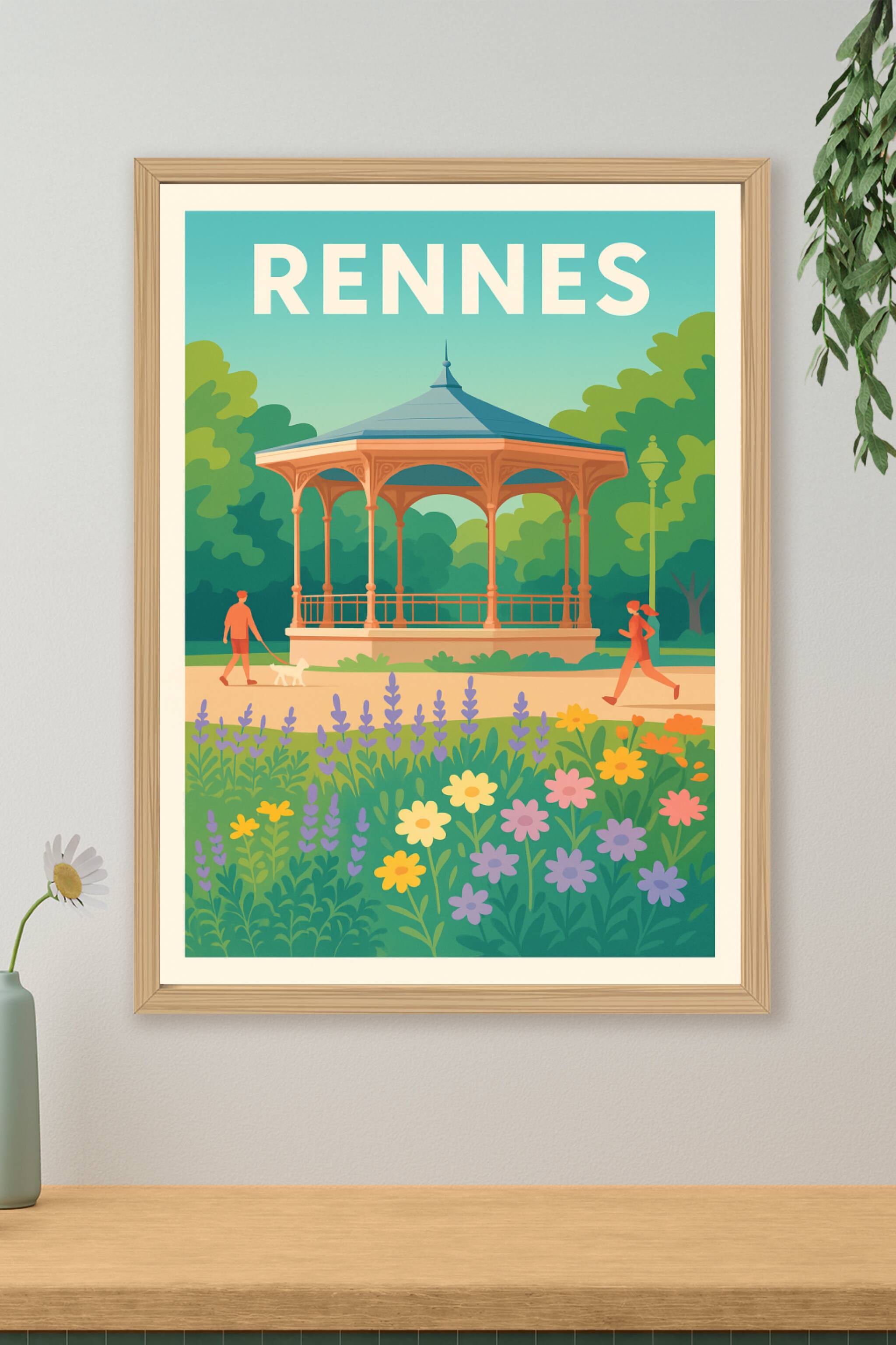 Affiche de Rennes - L'élégance bucolique du kiosque du Thabor