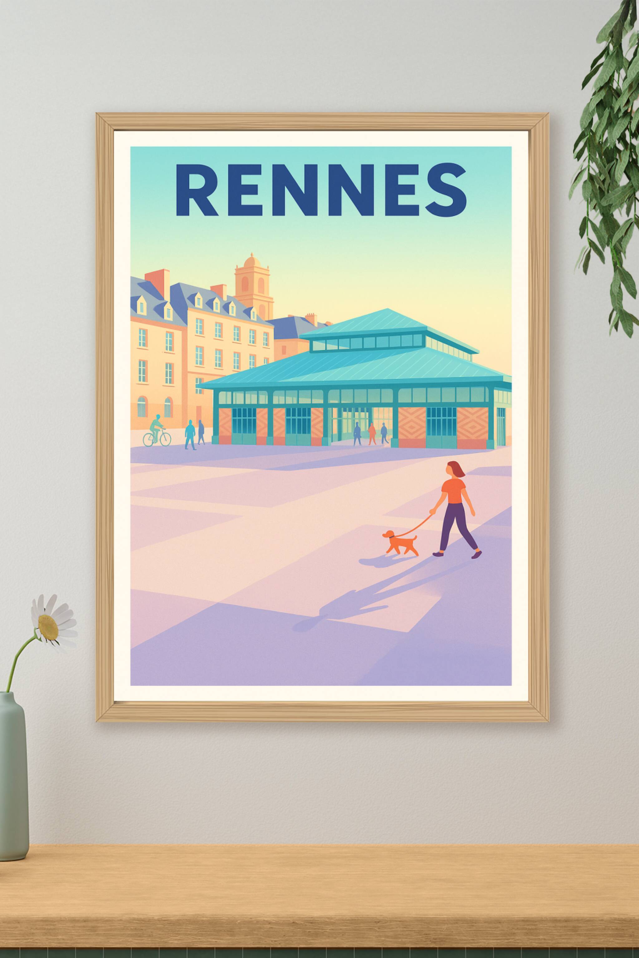 Affiche de Rennes - Ambiance paisible sur la halle centrale