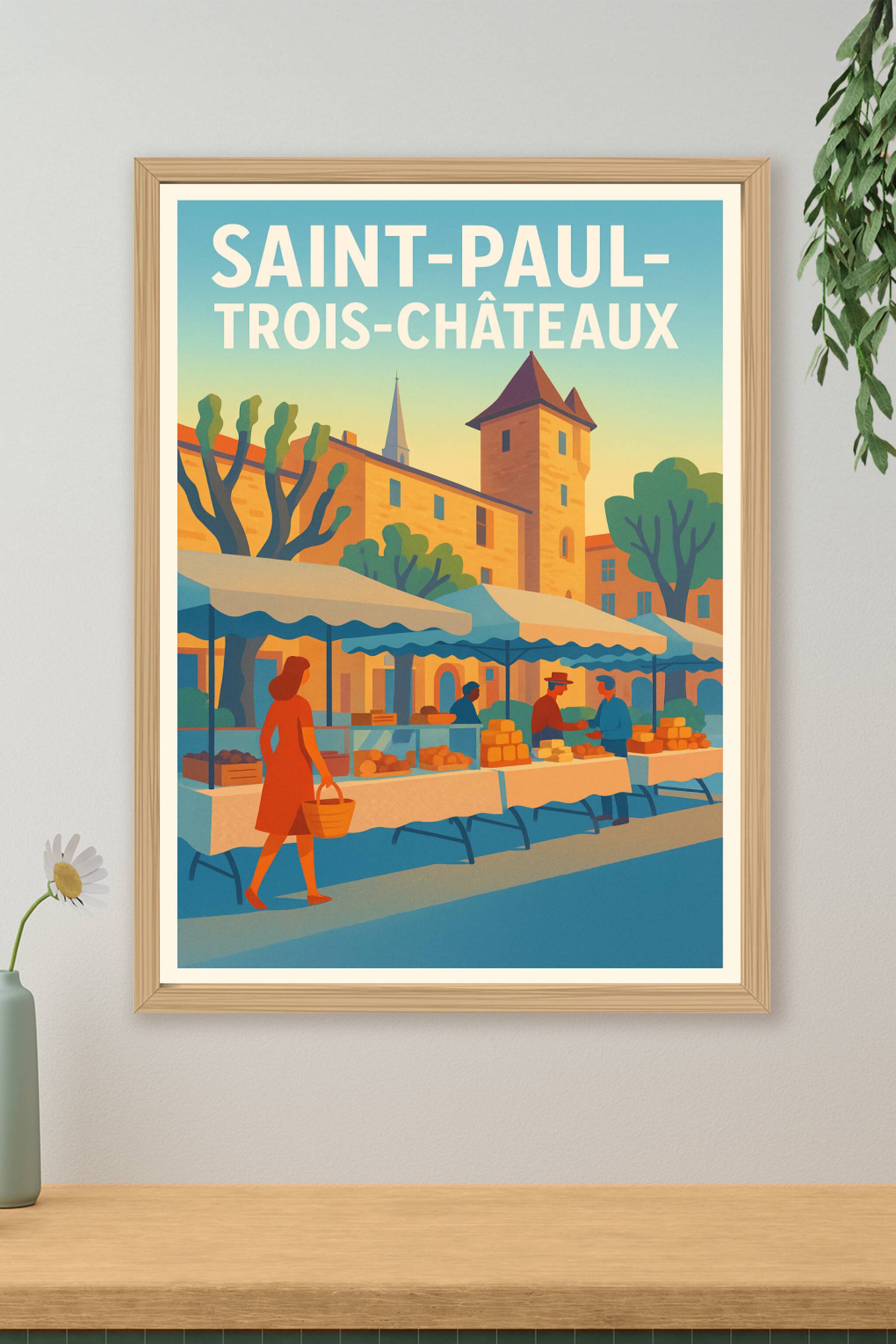 Affiche de Saint-Paul-Trois-Châteaux - L'élégance du marché provençal