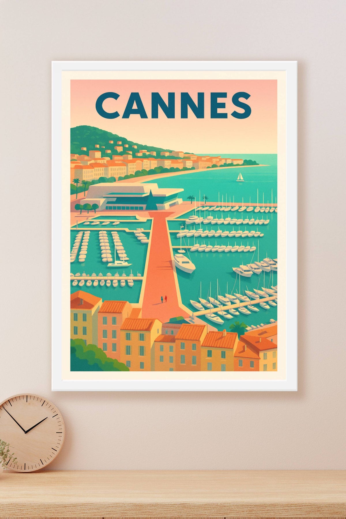 Affiche de Cannes - Vue emblématique du port et de la baie