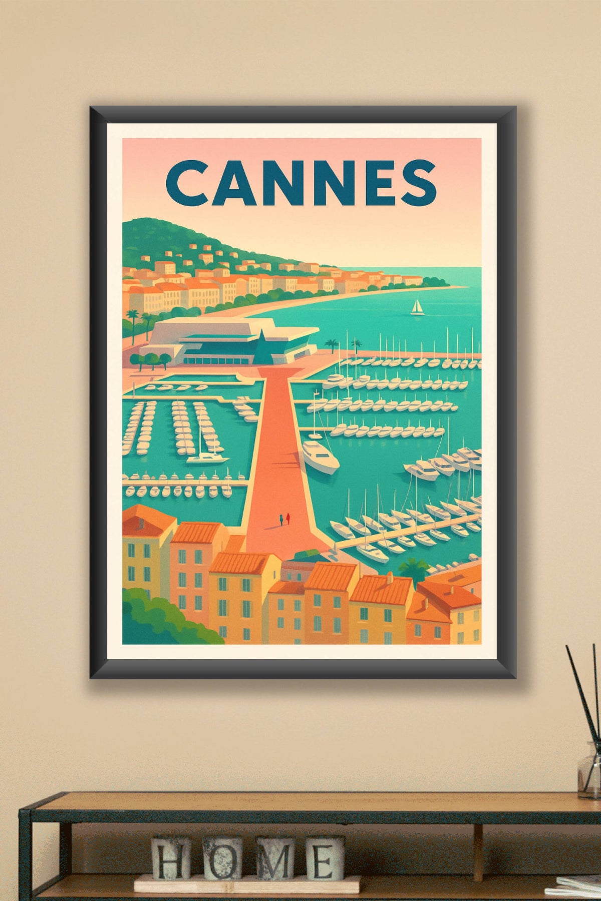 Affiche de Cannes - Vue emblématique du port et de la baie