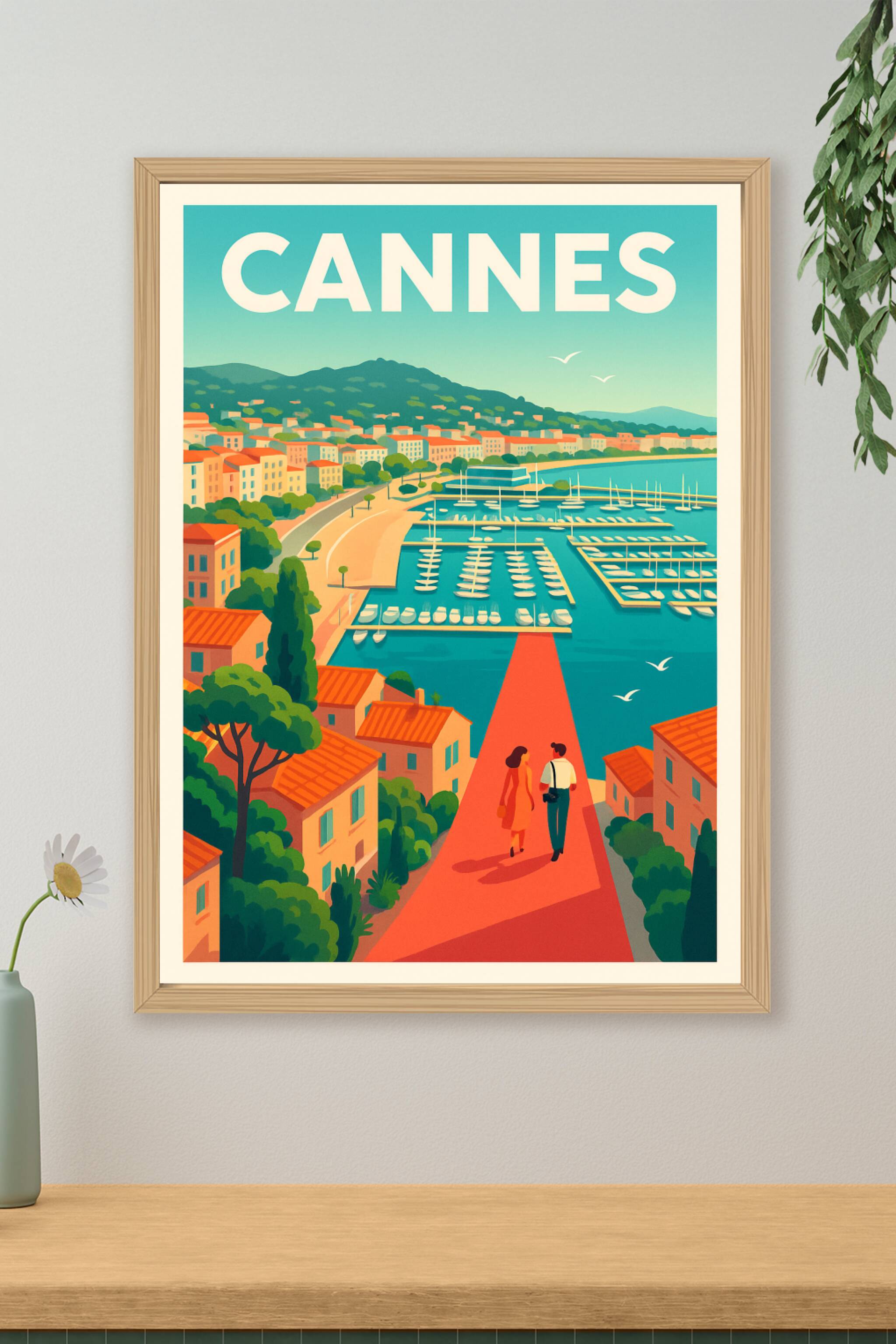 Affiche de Cannes - Échappée romantique sur la croisette