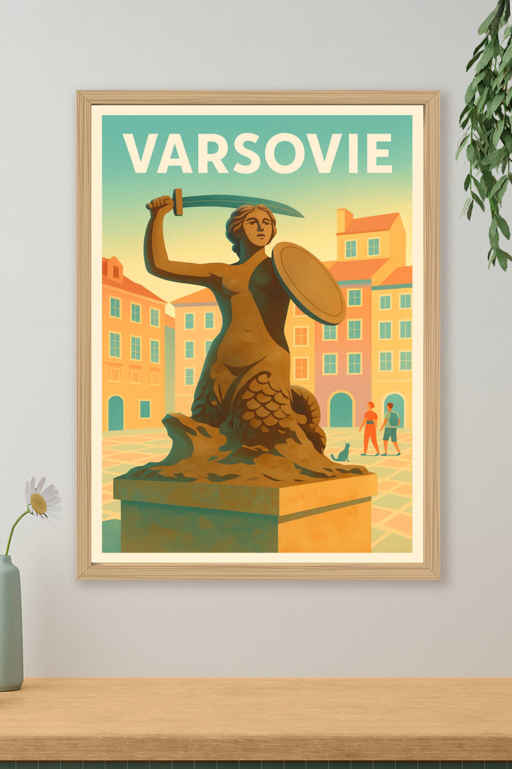 Affiche de Varsovie - L'emblématique sirène de la vieille ville