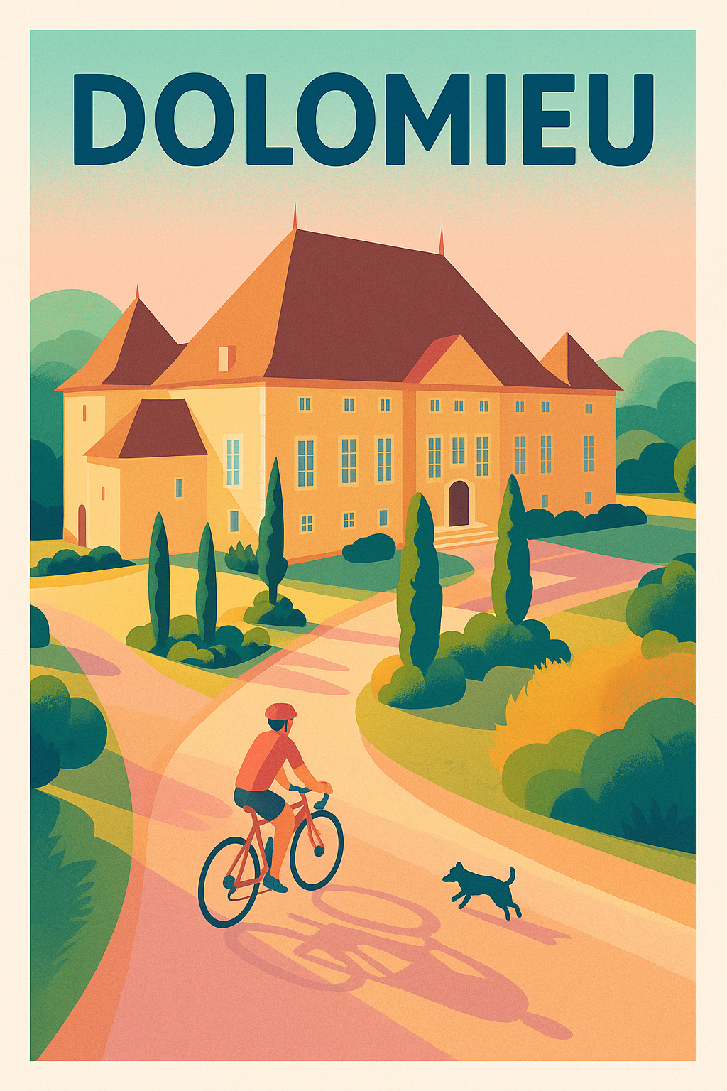 Affiche de Dolomieu - Charme et douce quiétude à vélo