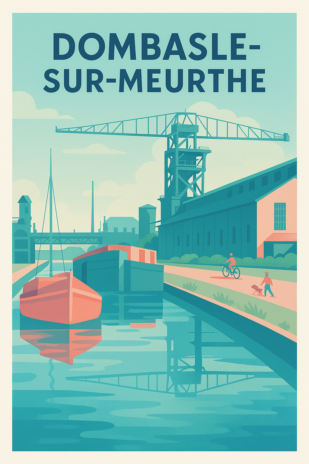 Affiche de Dombasle-sur-Meurthe - Ambiance fluviale et industrielle au bord de l'eau