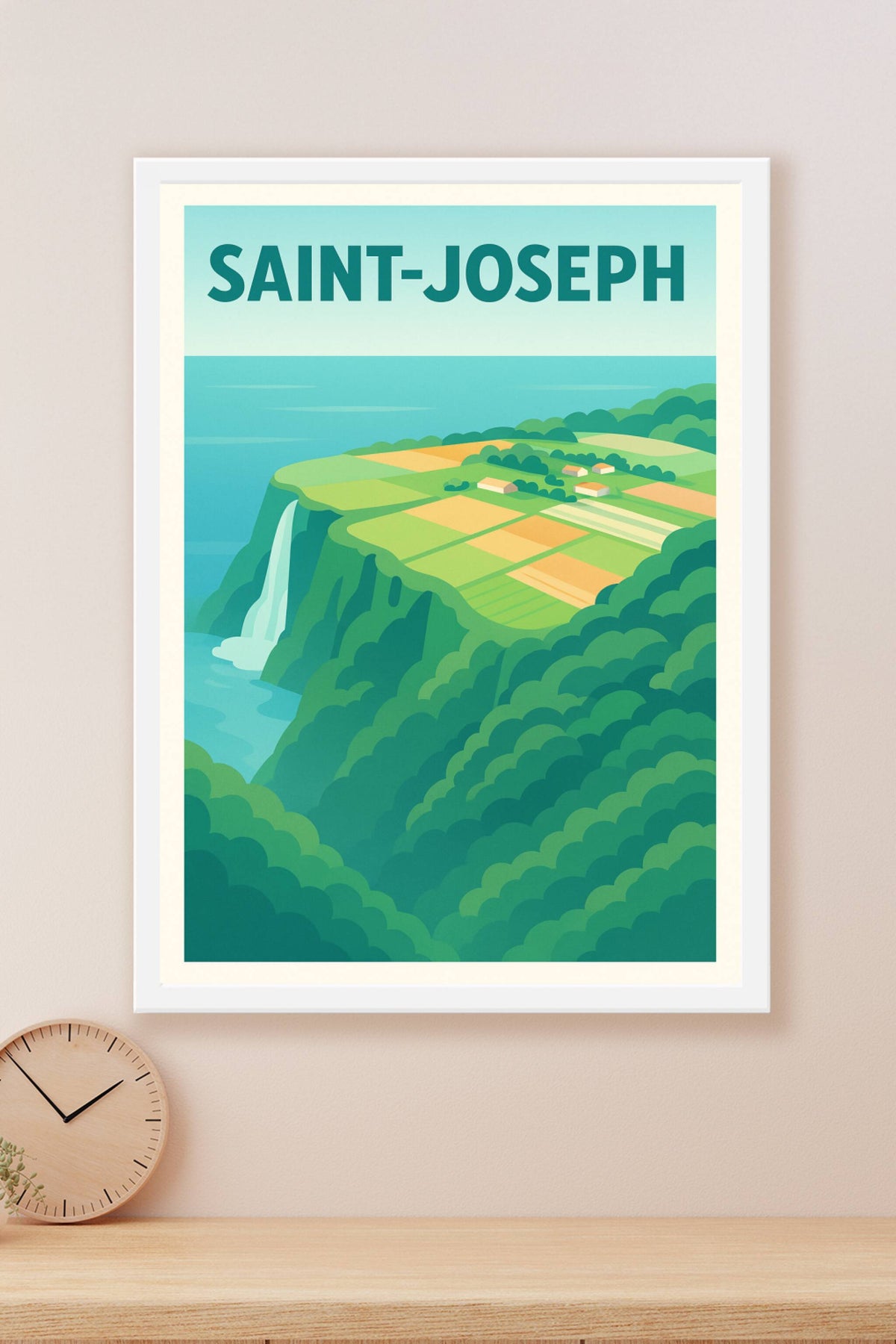 Affiche de Saint-Joseph - Panorama verdoyant et cascade spectaculaire