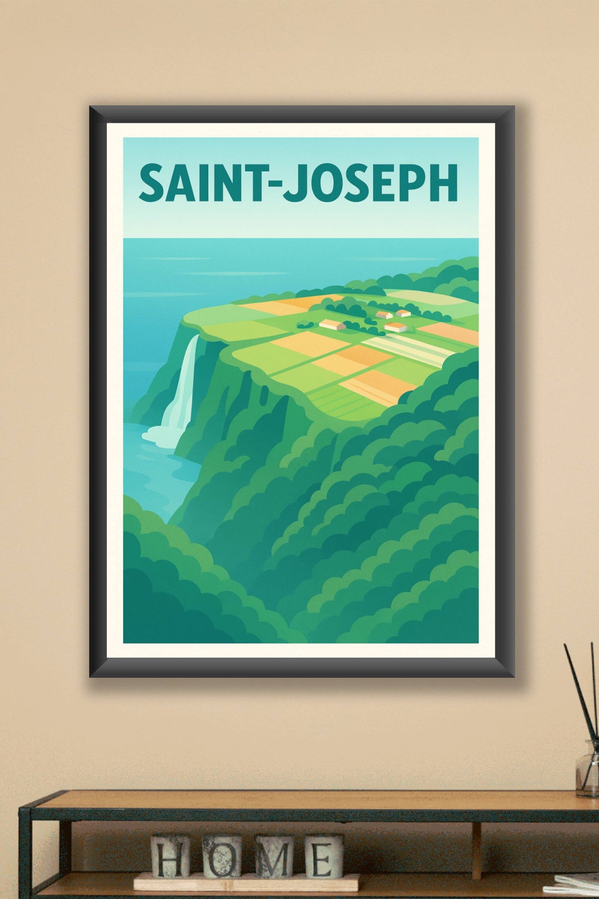 Affiche de Saint-Joseph - Panorama verdoyant et cascade spectaculaire