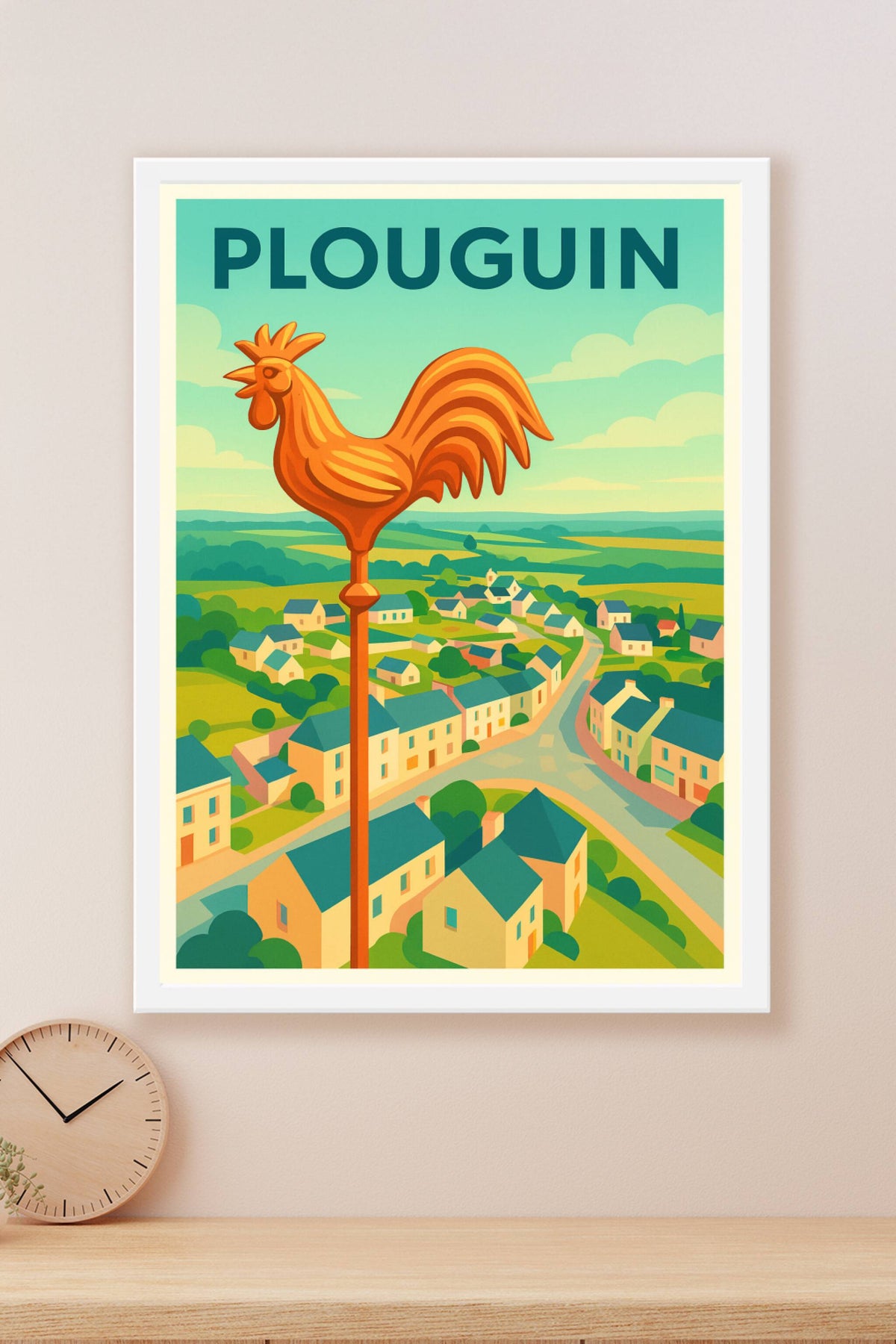 Affiche de Plouguin - Vue bucolique et emblème local