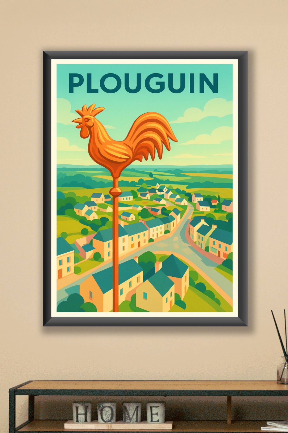 Affiche de Plouguin - Vue bucolique et emblème local