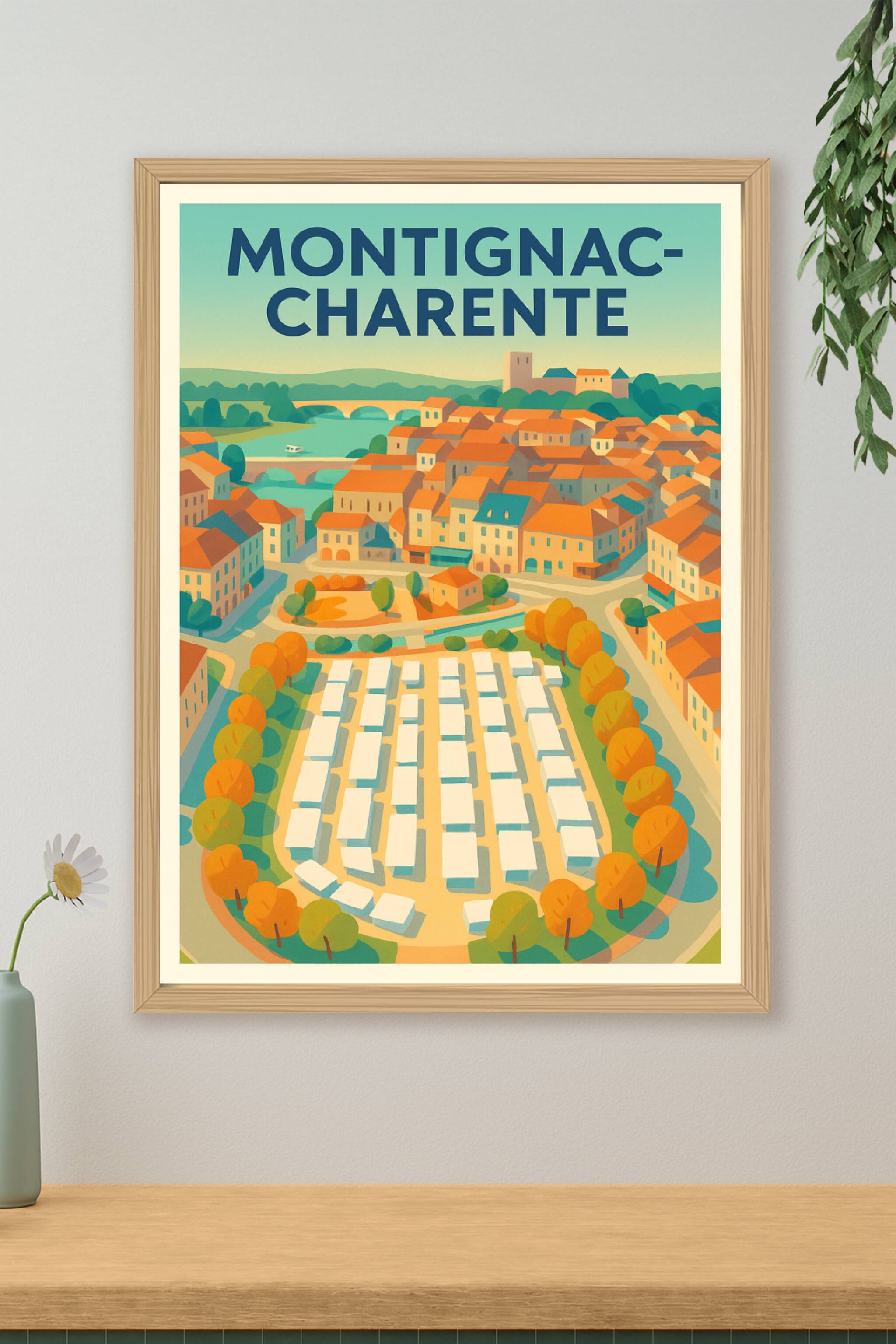 Affiche de Montignac-Charente - Une charmante vue colorée de la ville