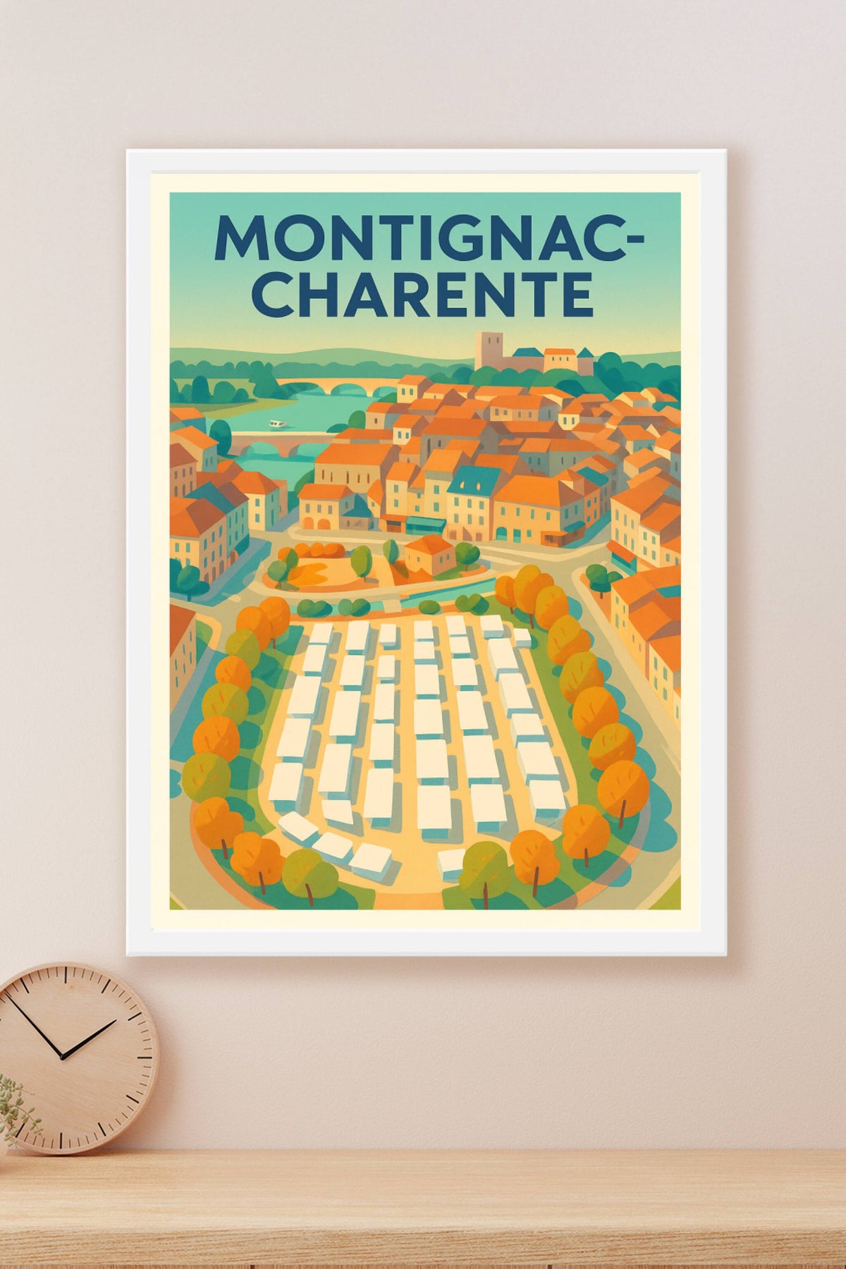 Affiche de Montignac-Charente - Une charmante vue colorée de la ville