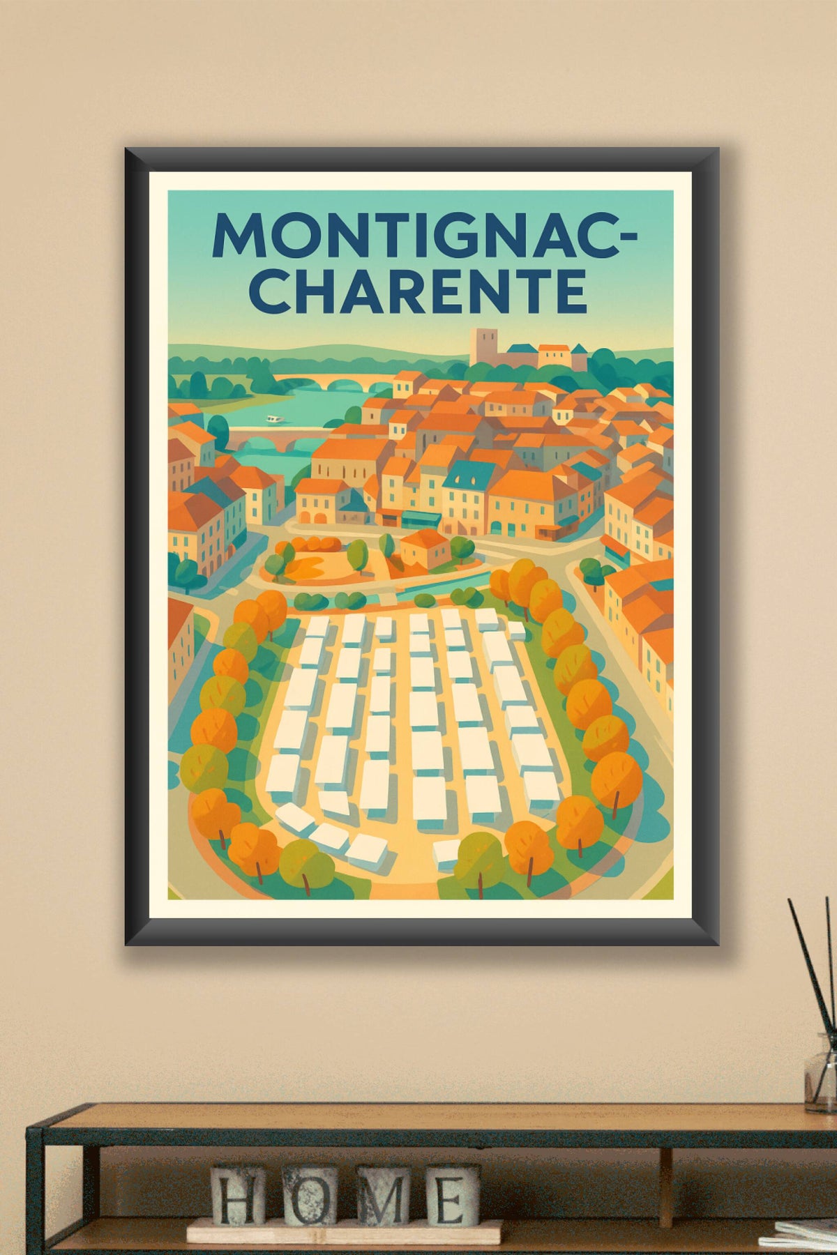 Affiche de Montignac-Charente - Une charmante vue colorée de la ville
