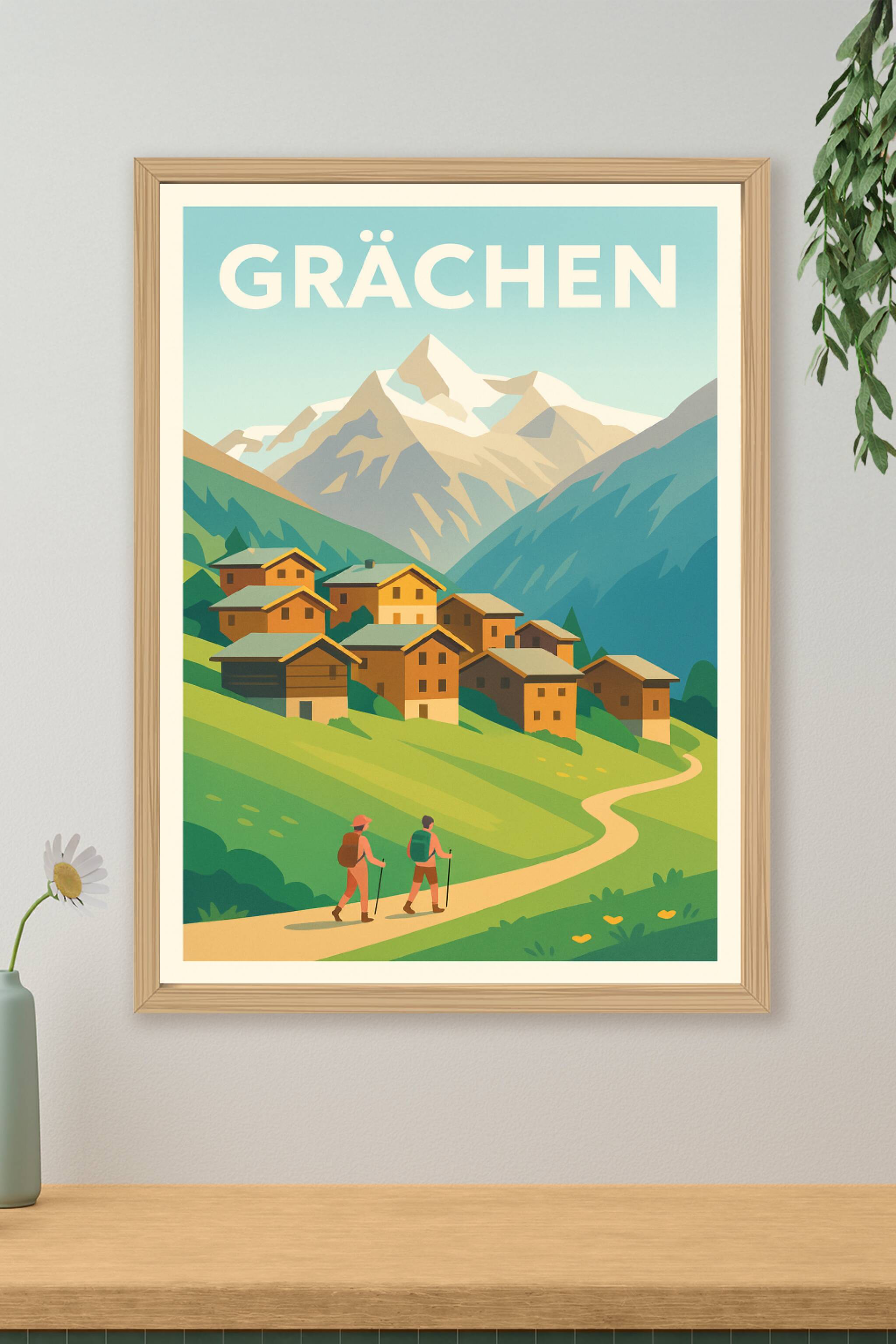 Affiche de Grächen - Escapade alpine entre nature et tradition