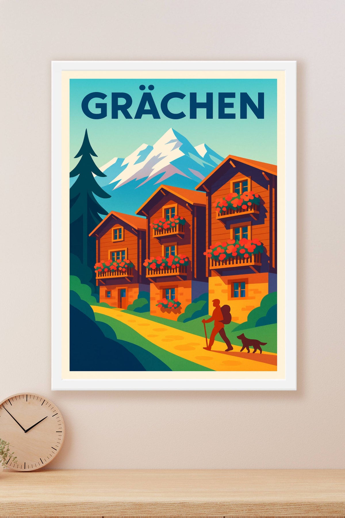 Affiche de Grächen - Évasion alpine au cœur des chalets fleuris