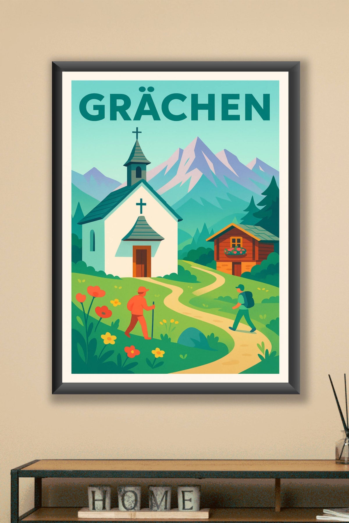 Affiche de Grächen - Invitation à la randonnée alpine
