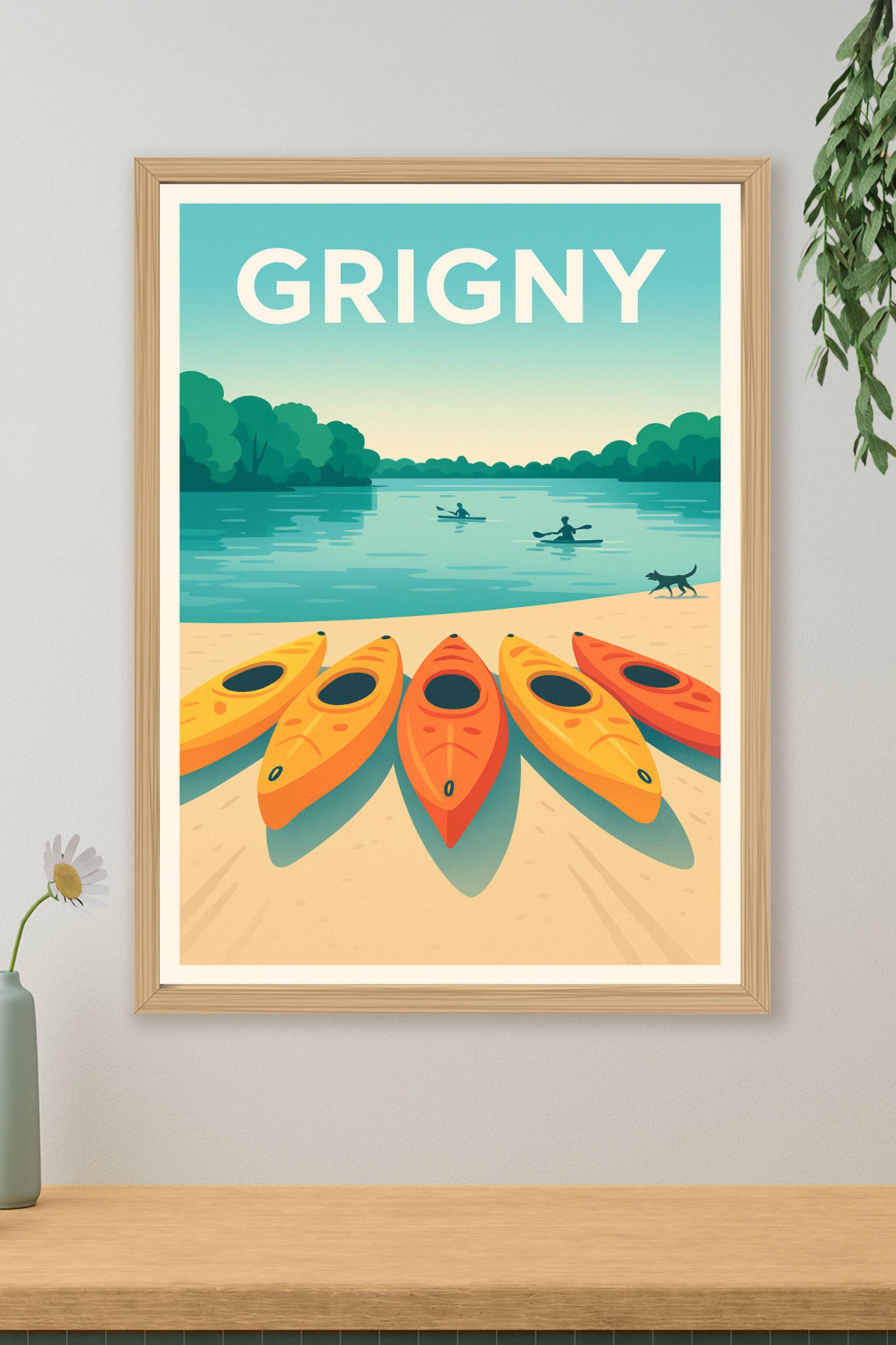 Affiche de Grigny - Invitation à la douceur et aux activités nautiques
