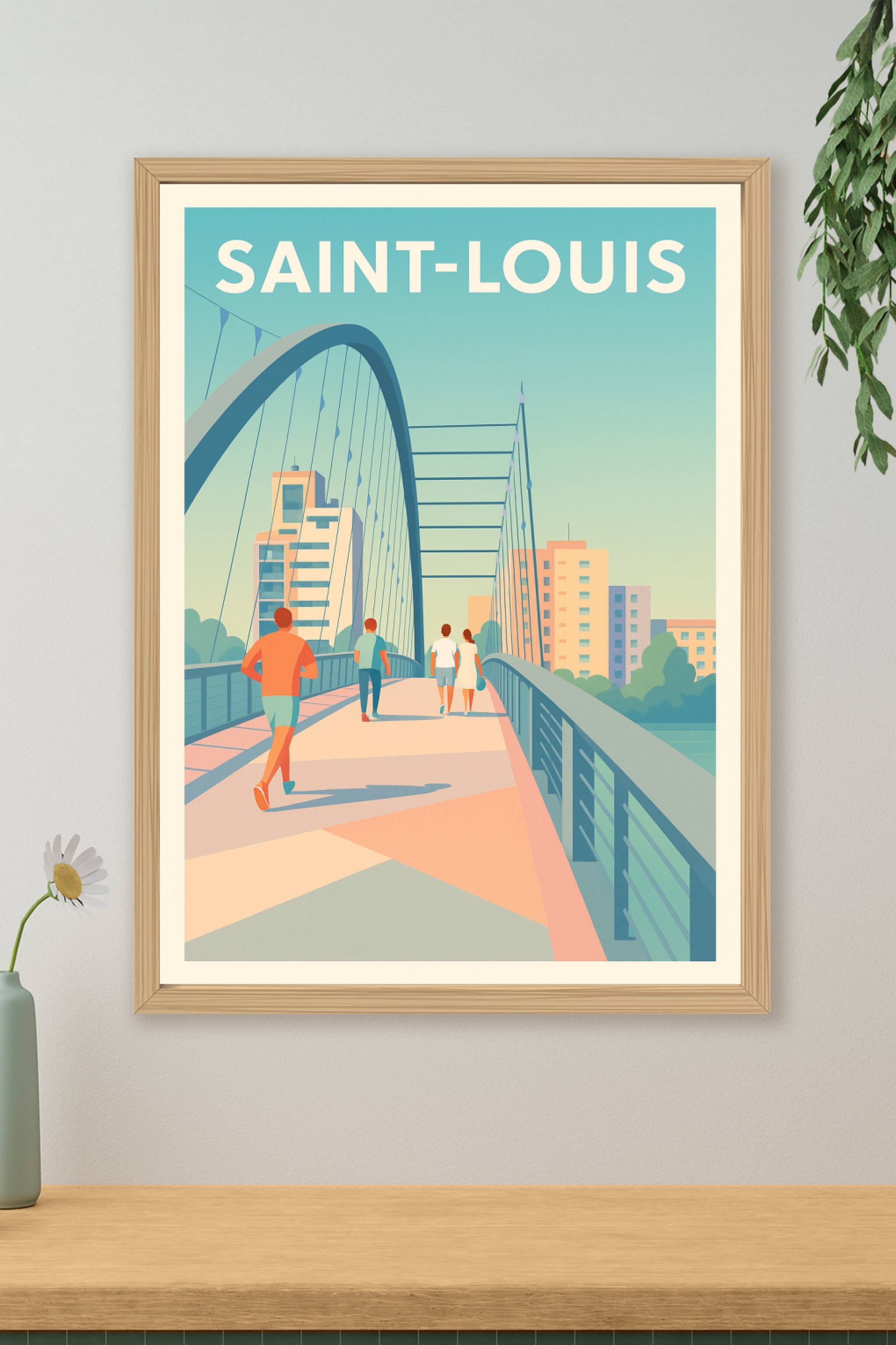 Affiche de Saint-Louis - Promenade moderne sur le pont emblématique