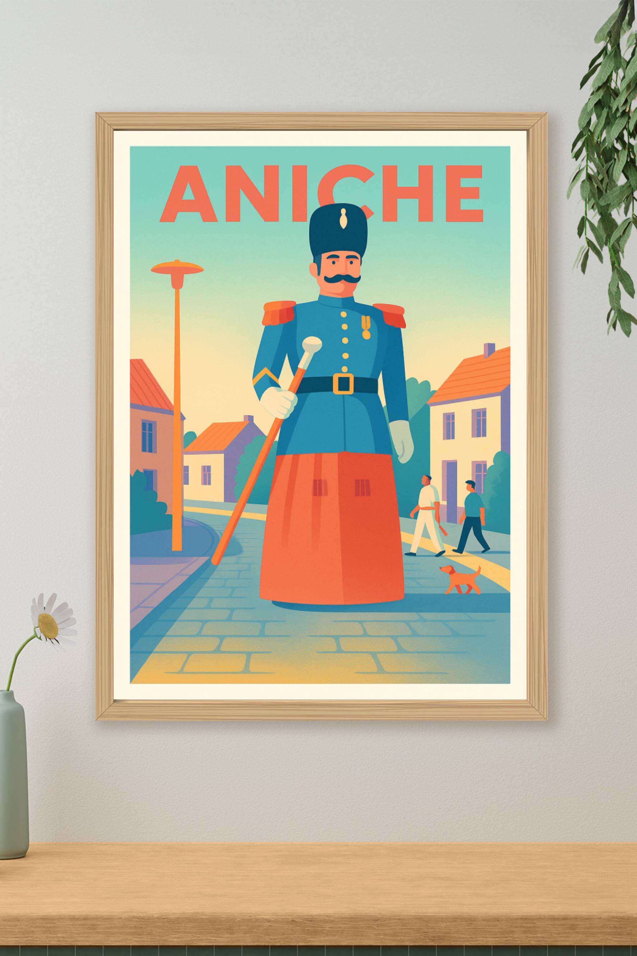 Affiche de Aniche - Géant du Nord ancestral en affiche vintage