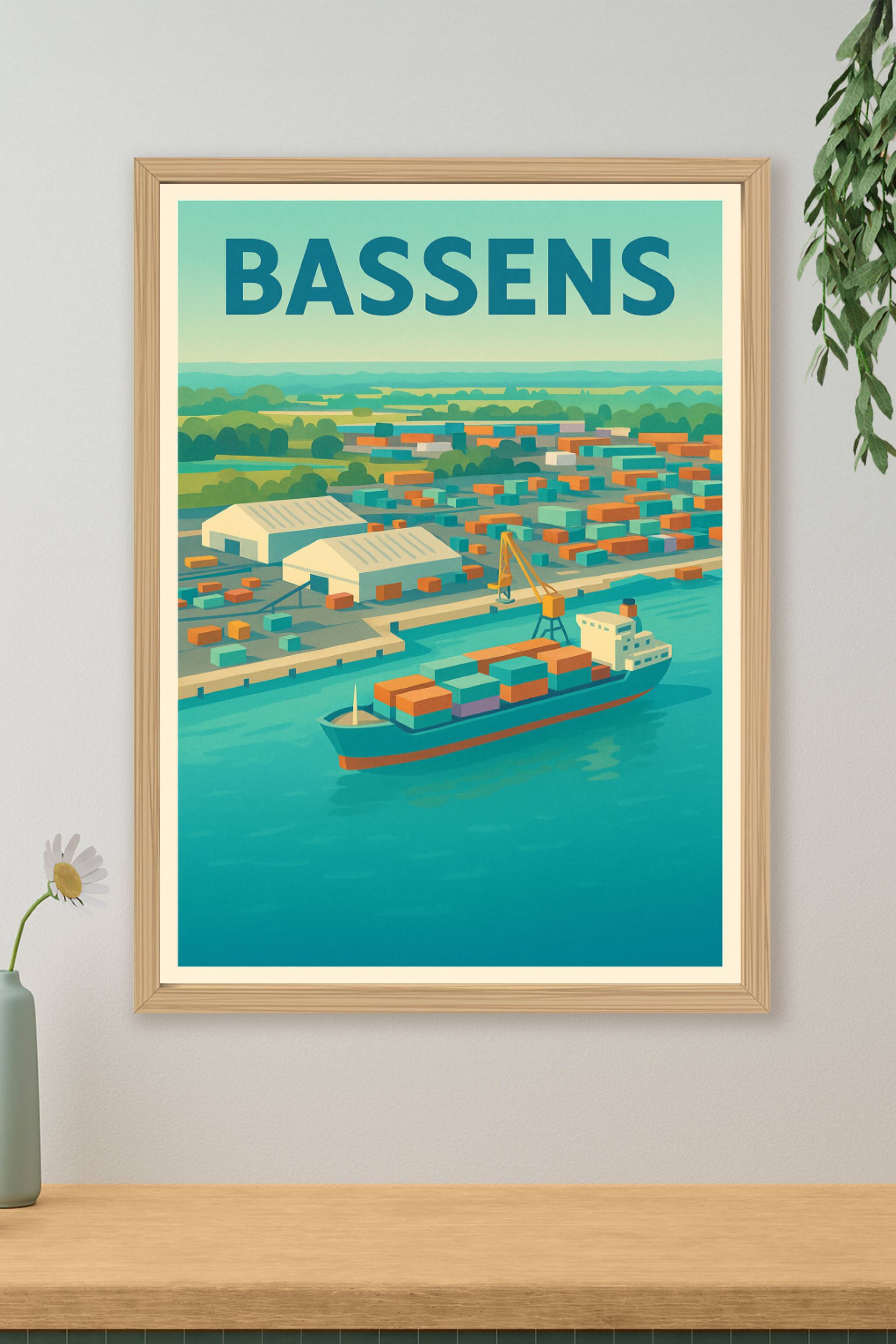 Affiche de Bassens - Escale maritime colorée et dynamique