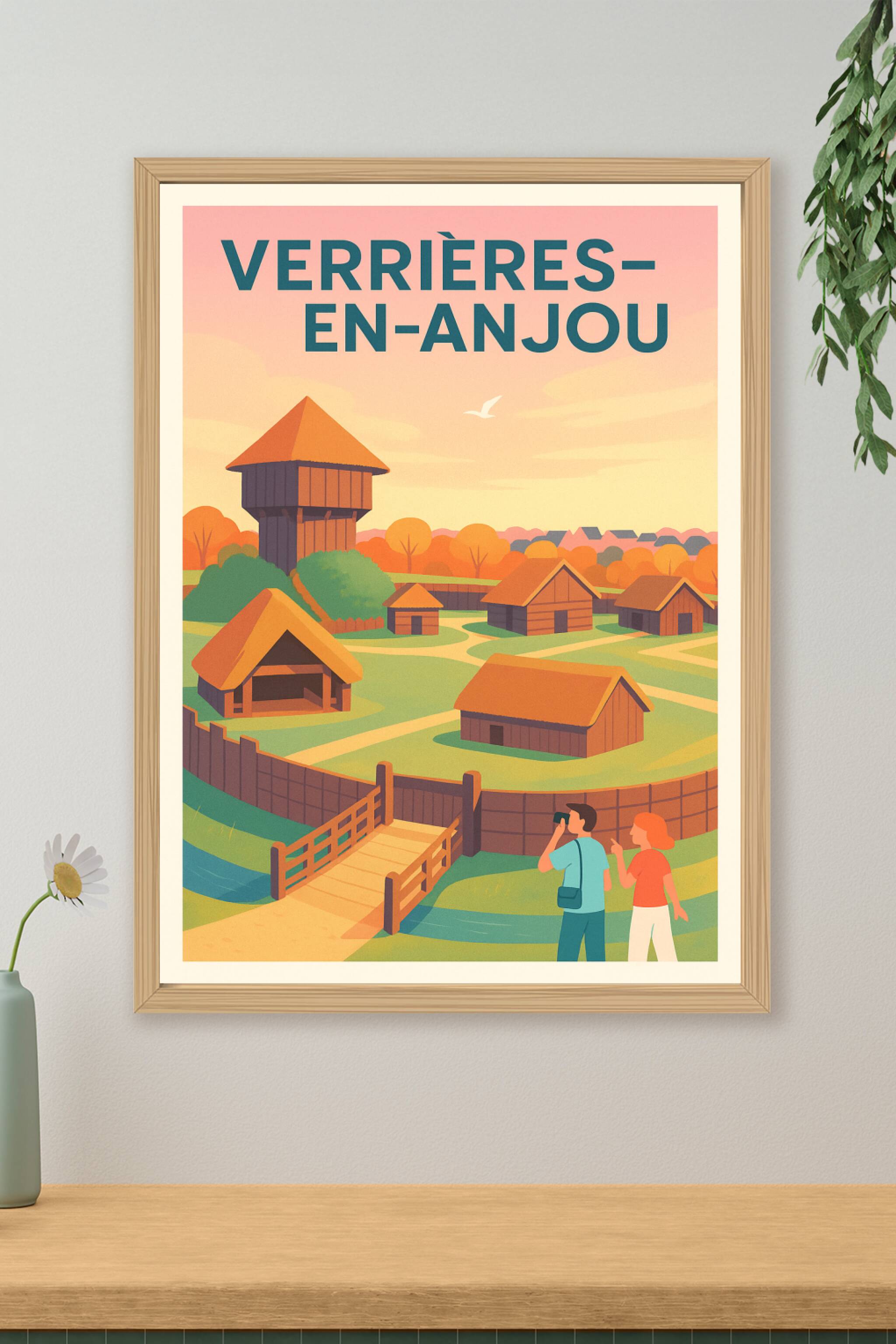 Affiche de Verrières-en-Anjou - Découvrez le charme historique en poster vintage
