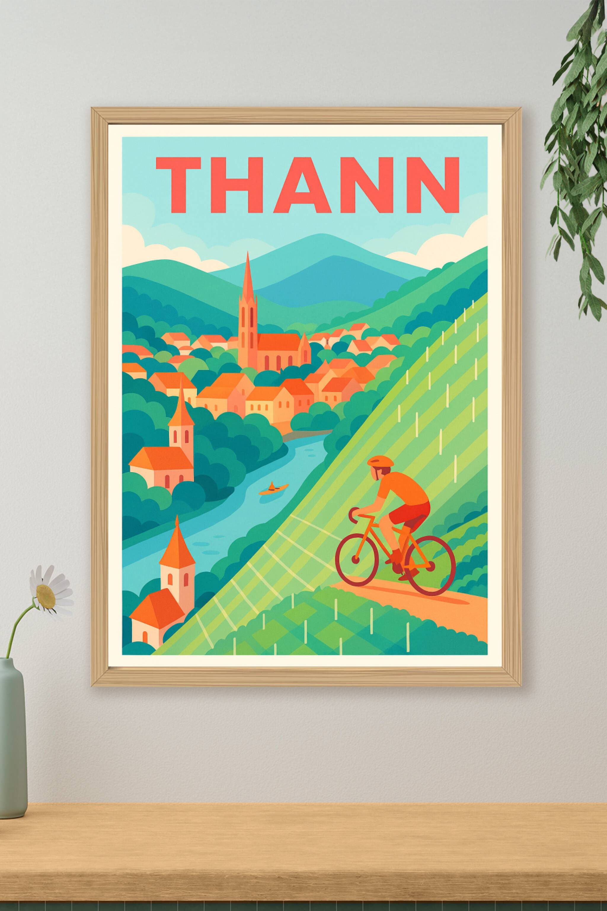 Affiche de Thann - Escapade à vélo entre vignes et villages