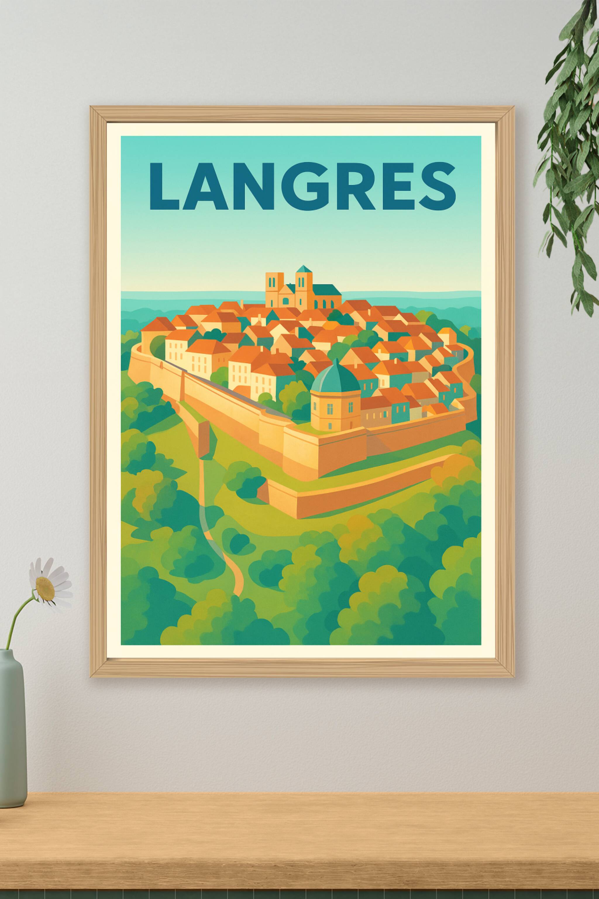 Affiche de Langres - L'élégance fortifiée en couleurs douces