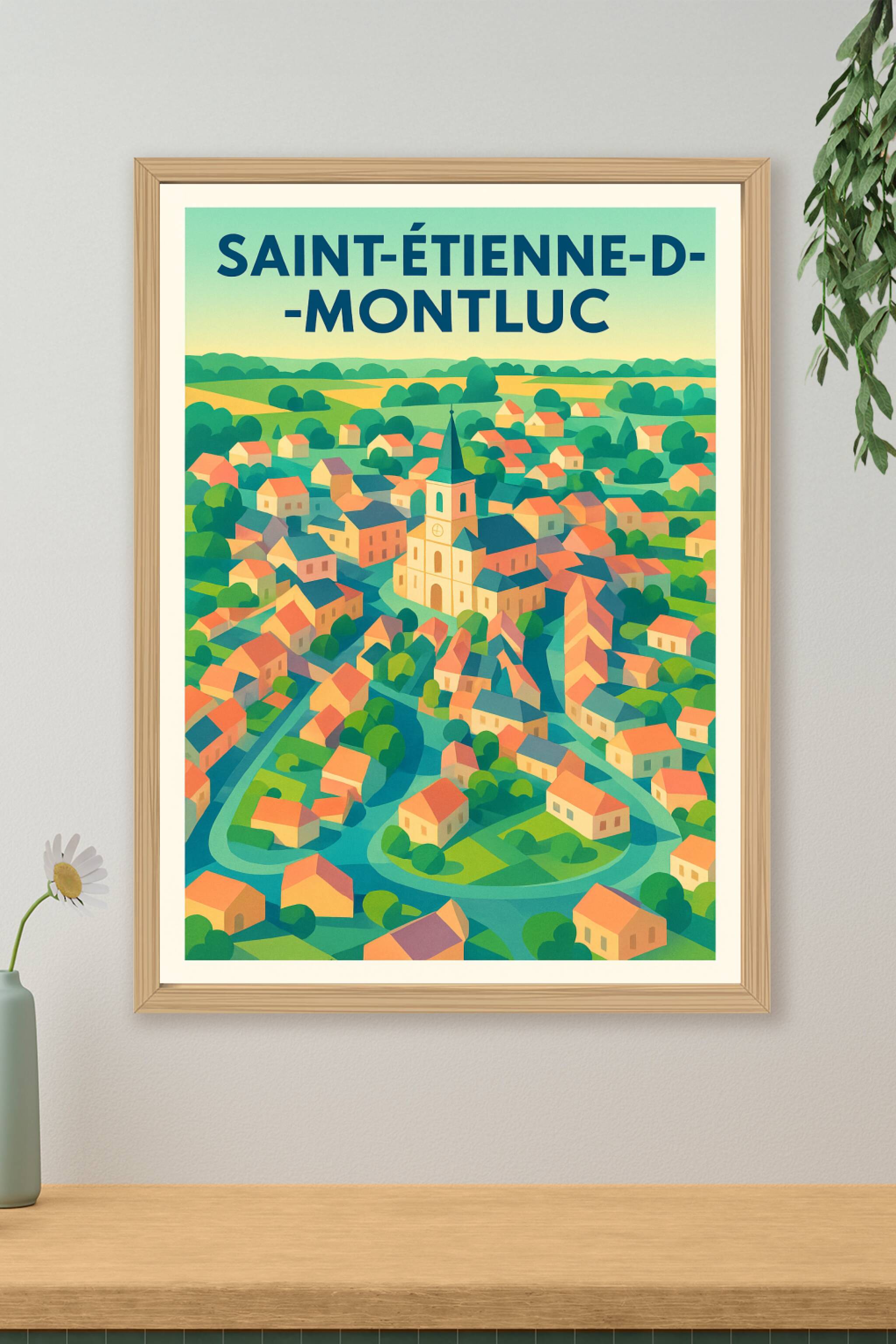 Affiche de Saint-Étienne-de-Montluc - Vue douce et colorée du village