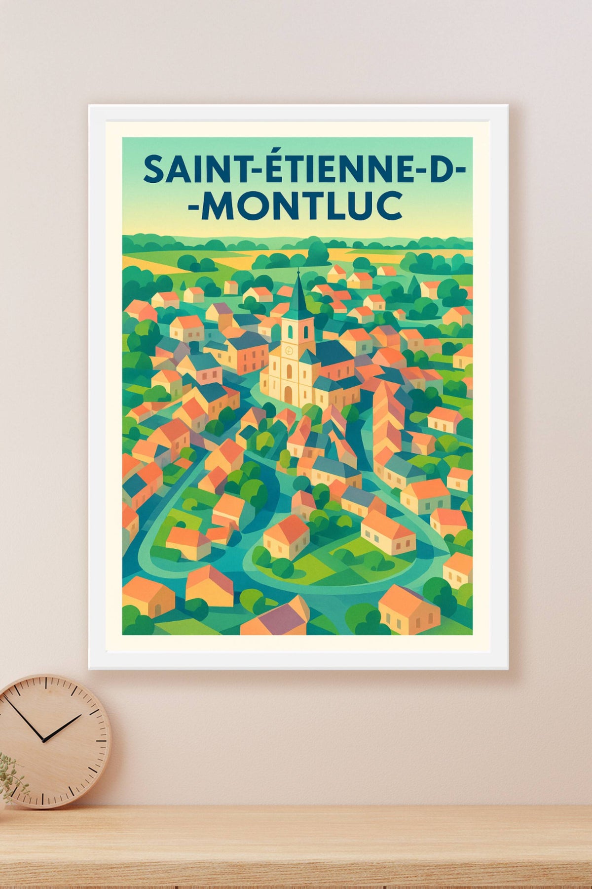 Affiche de Saint-Étienne-de-Montluc - Vue douce et colorée du village