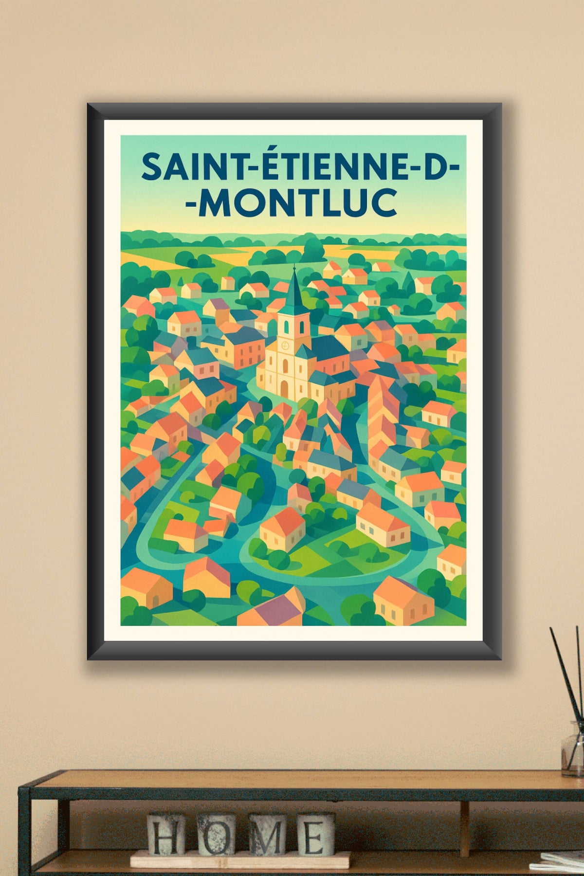 Affiche de Saint-Étienne-de-Montluc - Vue douce et colorée du village