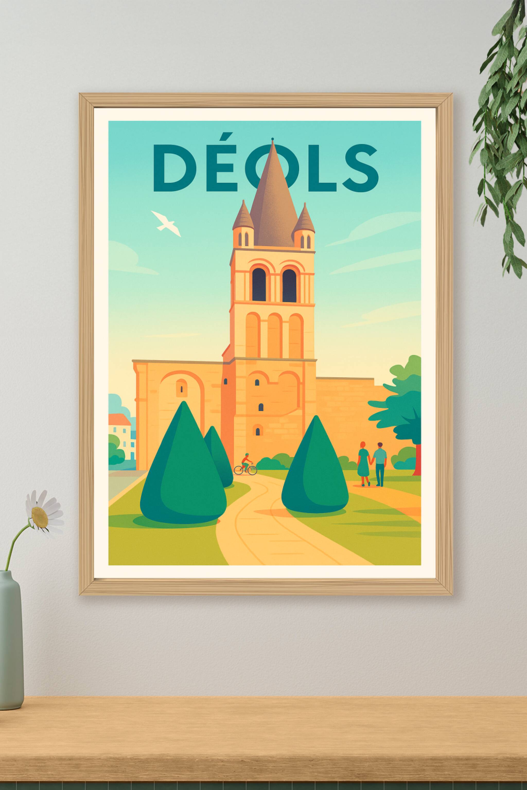 Affiche de Déols - L'élégance historique en illustration