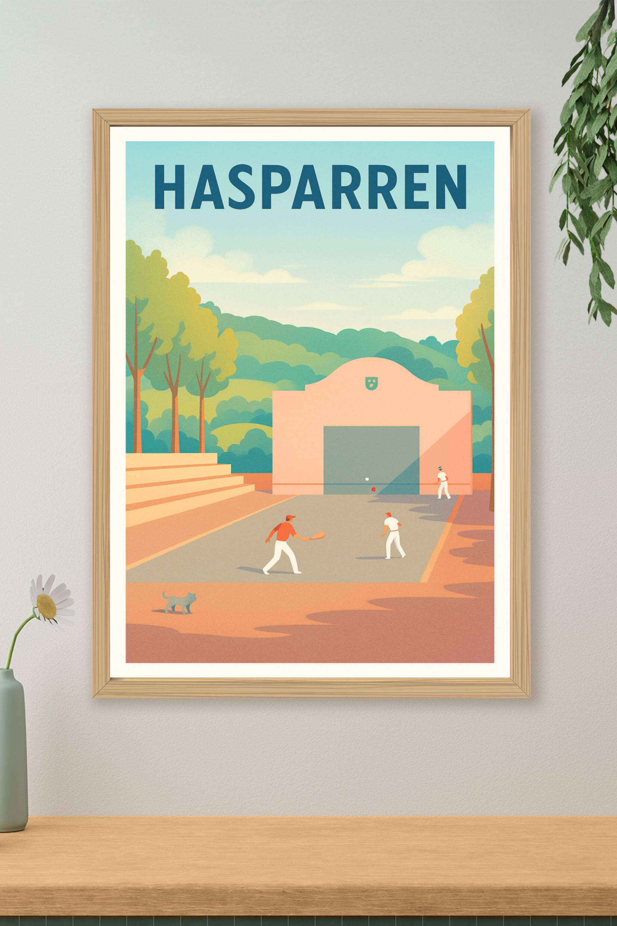Affiche de Hasparren - L'ambiance authentique de la pelote basque