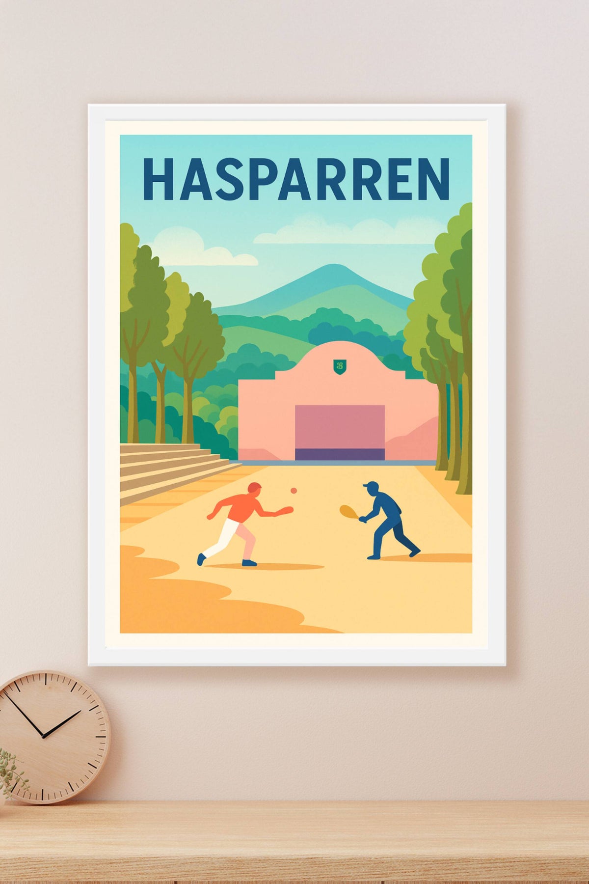 Affiche de Hasparren - L'art de la pelote basque en couleurs