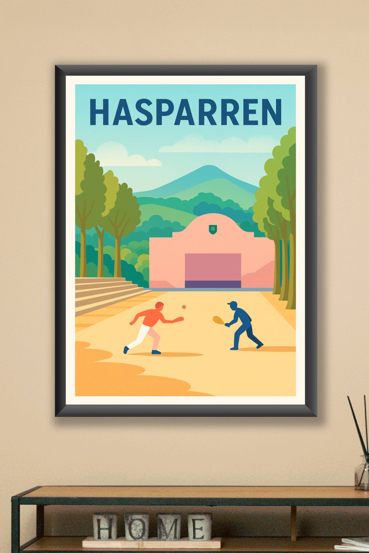 Affiche de Hasparren - L'art de la pelote basque en couleurs