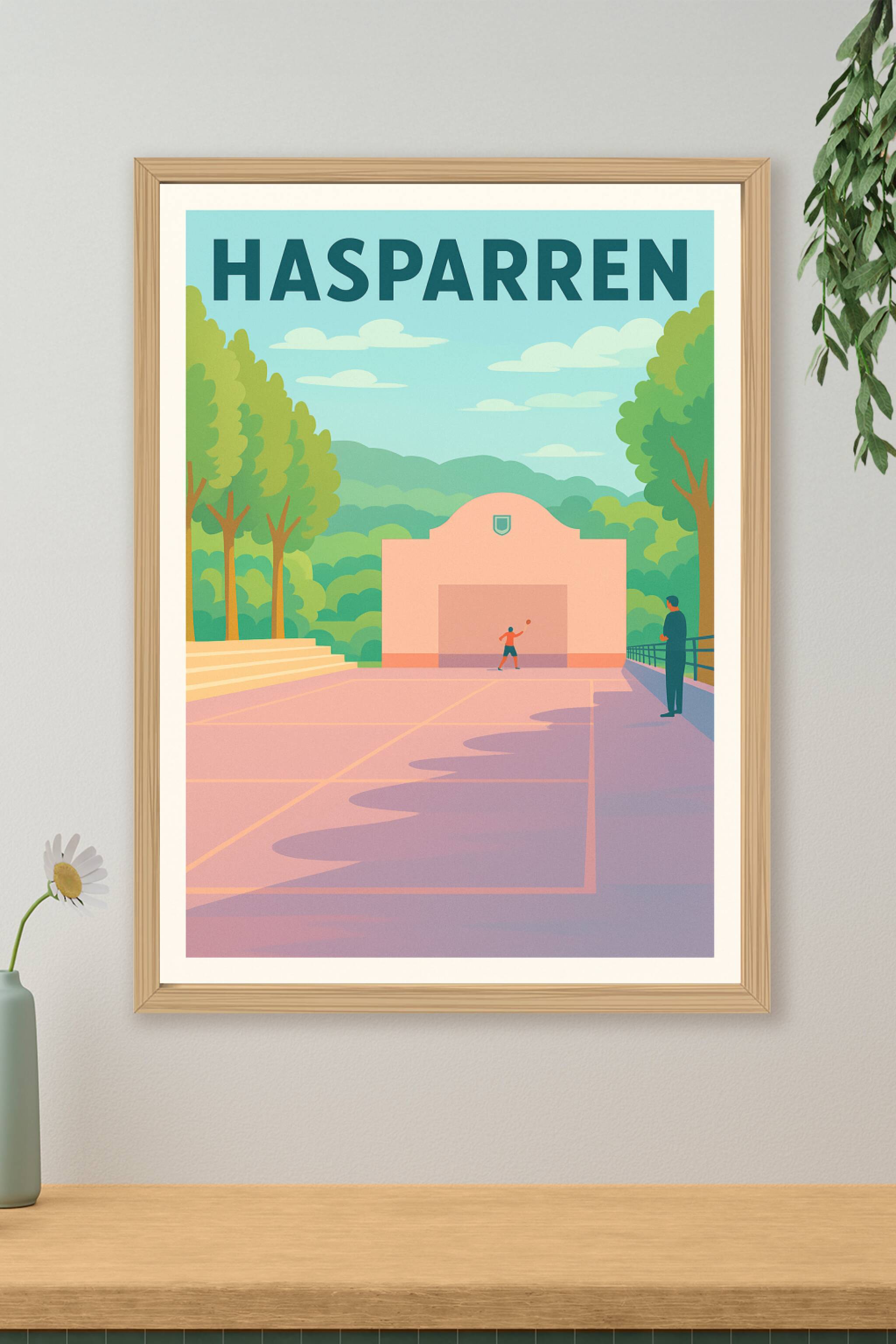 Affiche de Hasparren - L'élégance intemporelle d'un court de pelote basque