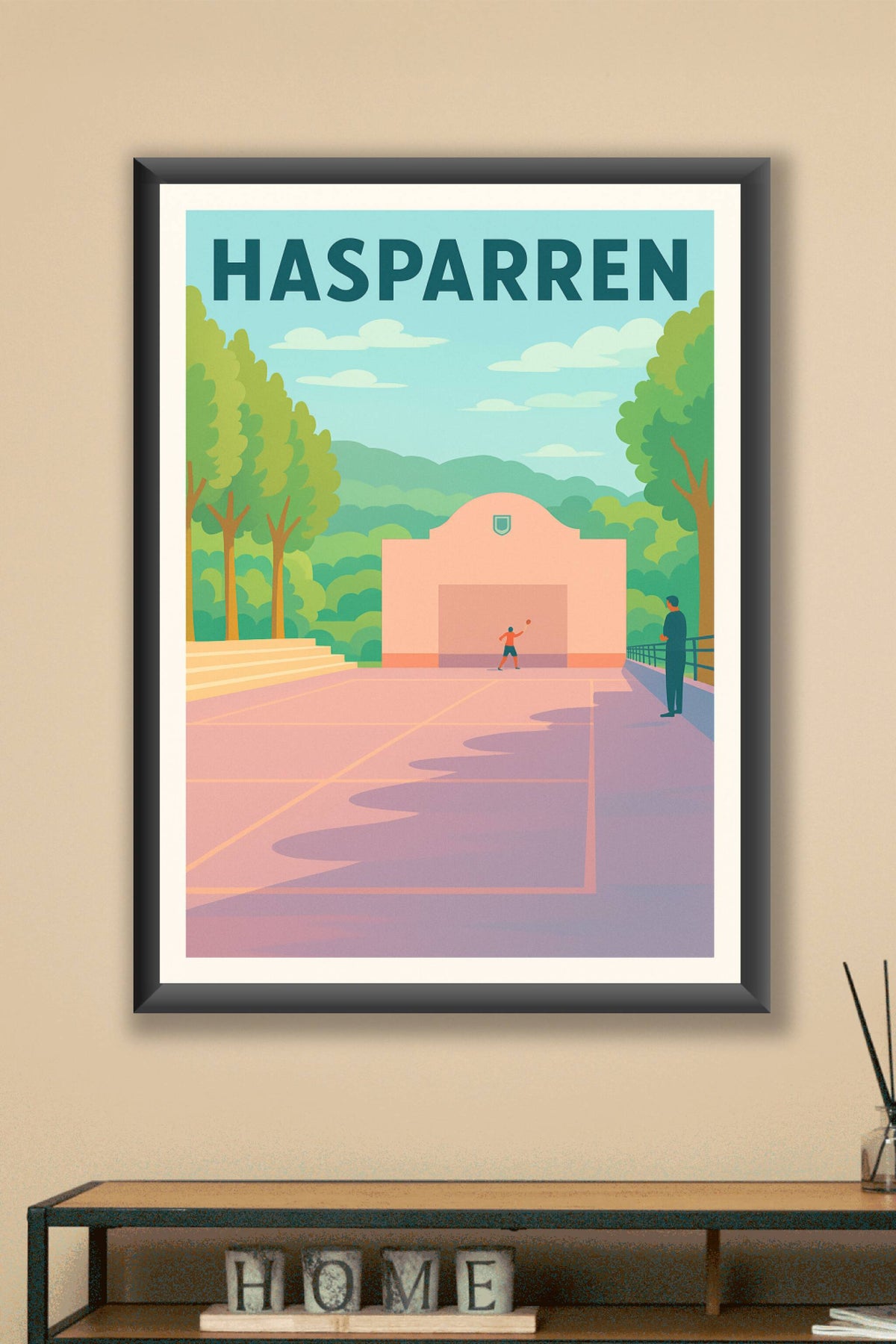 Affiche de Hasparren - L'élégance intemporelle d'un court de pelote basque