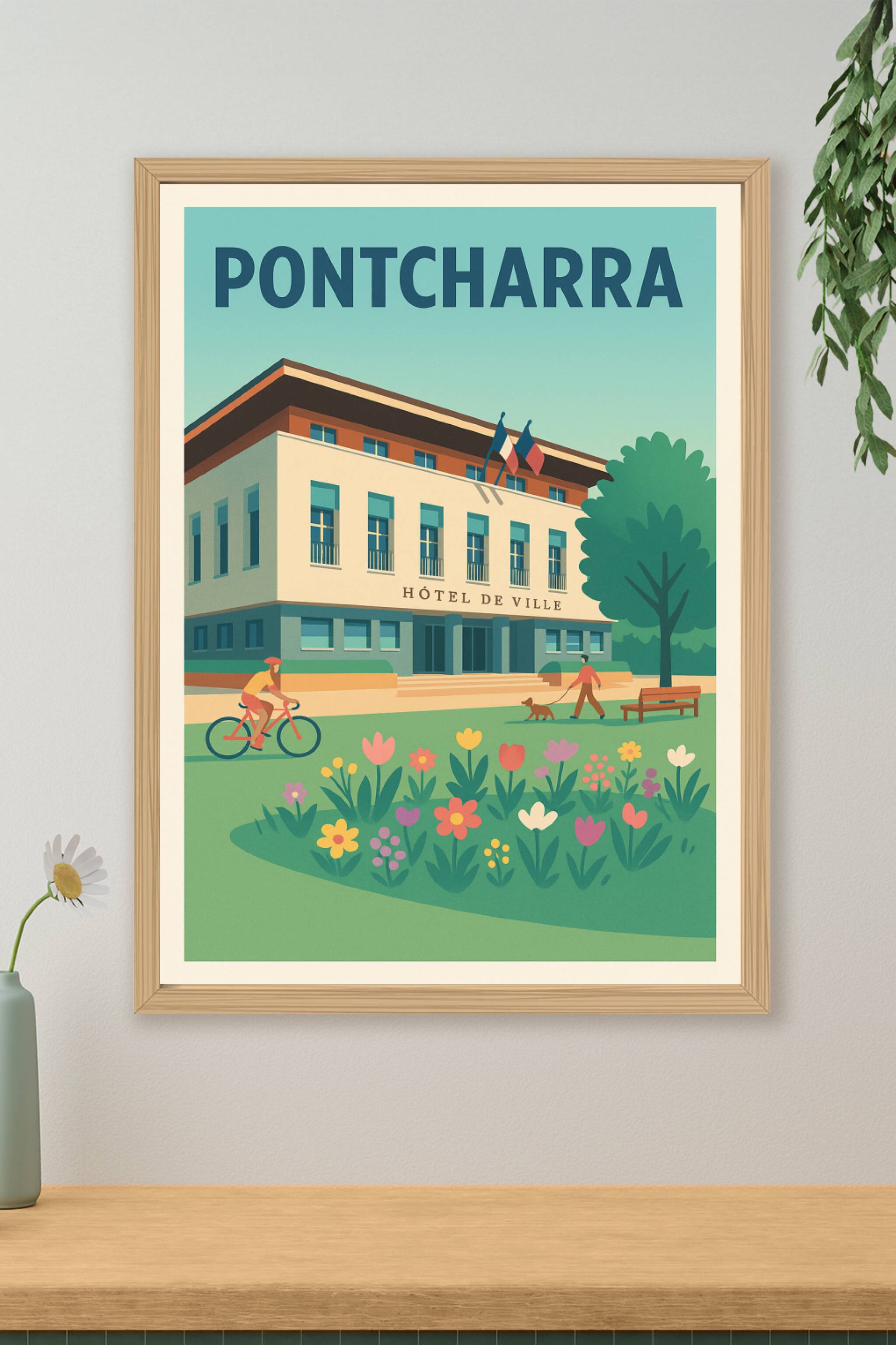Affiche de Pontcharra - L'élégance paisible de l'Hôtel de Ville