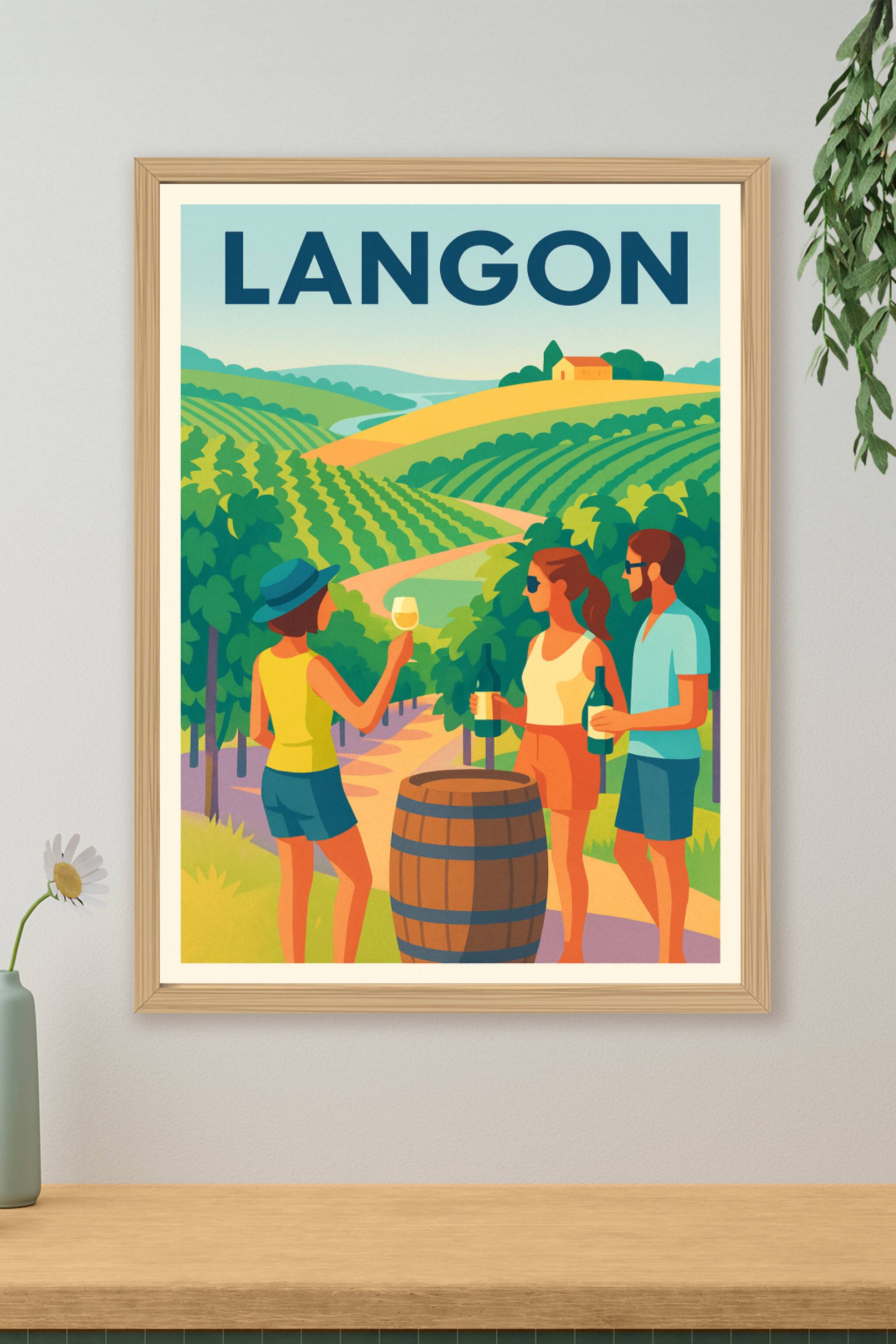 Affiche de Langon - Escapade viticole et panorama champêtre