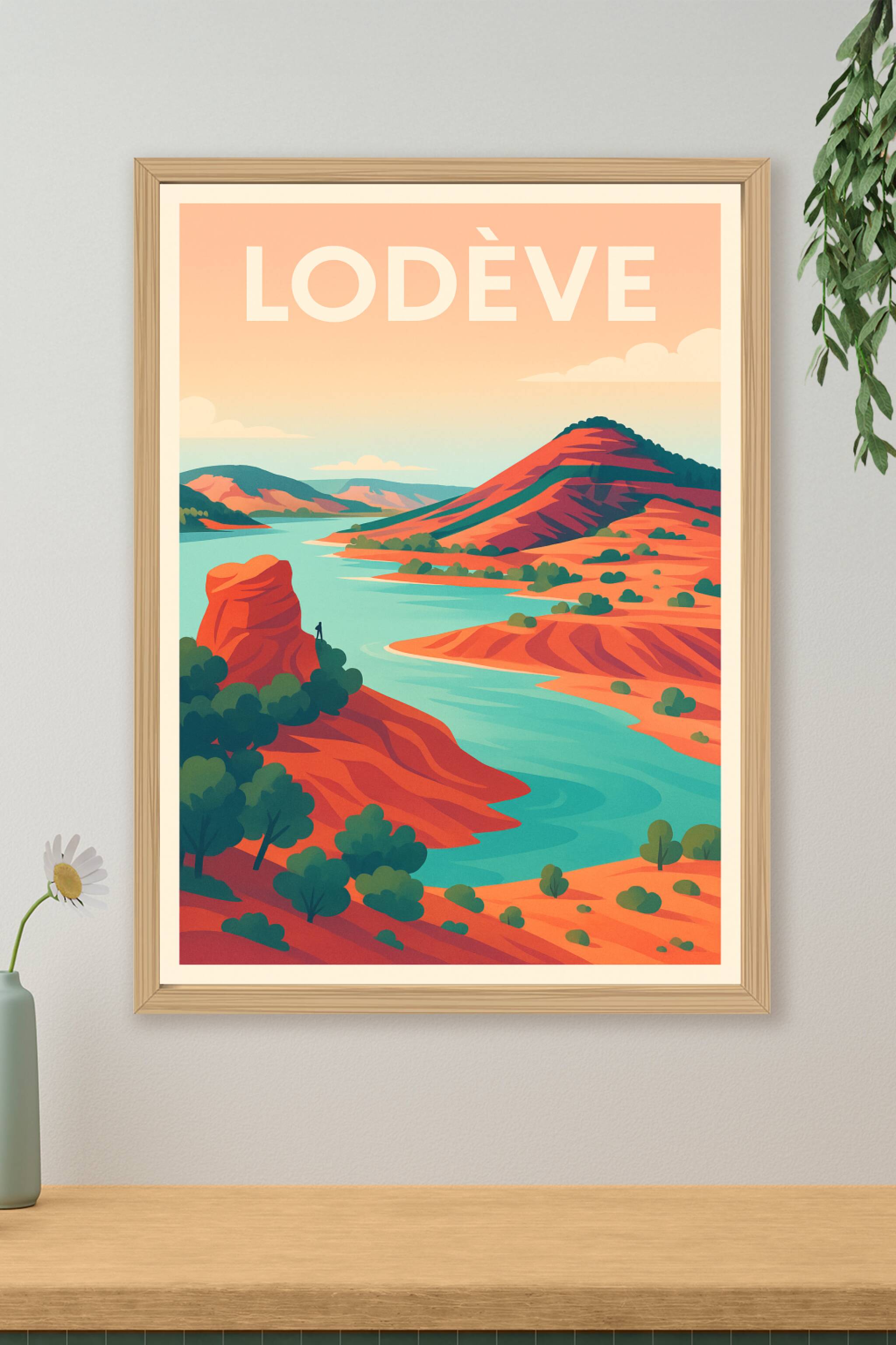 Affiche de Lodève - Évasion naturelle entre collines et rivière