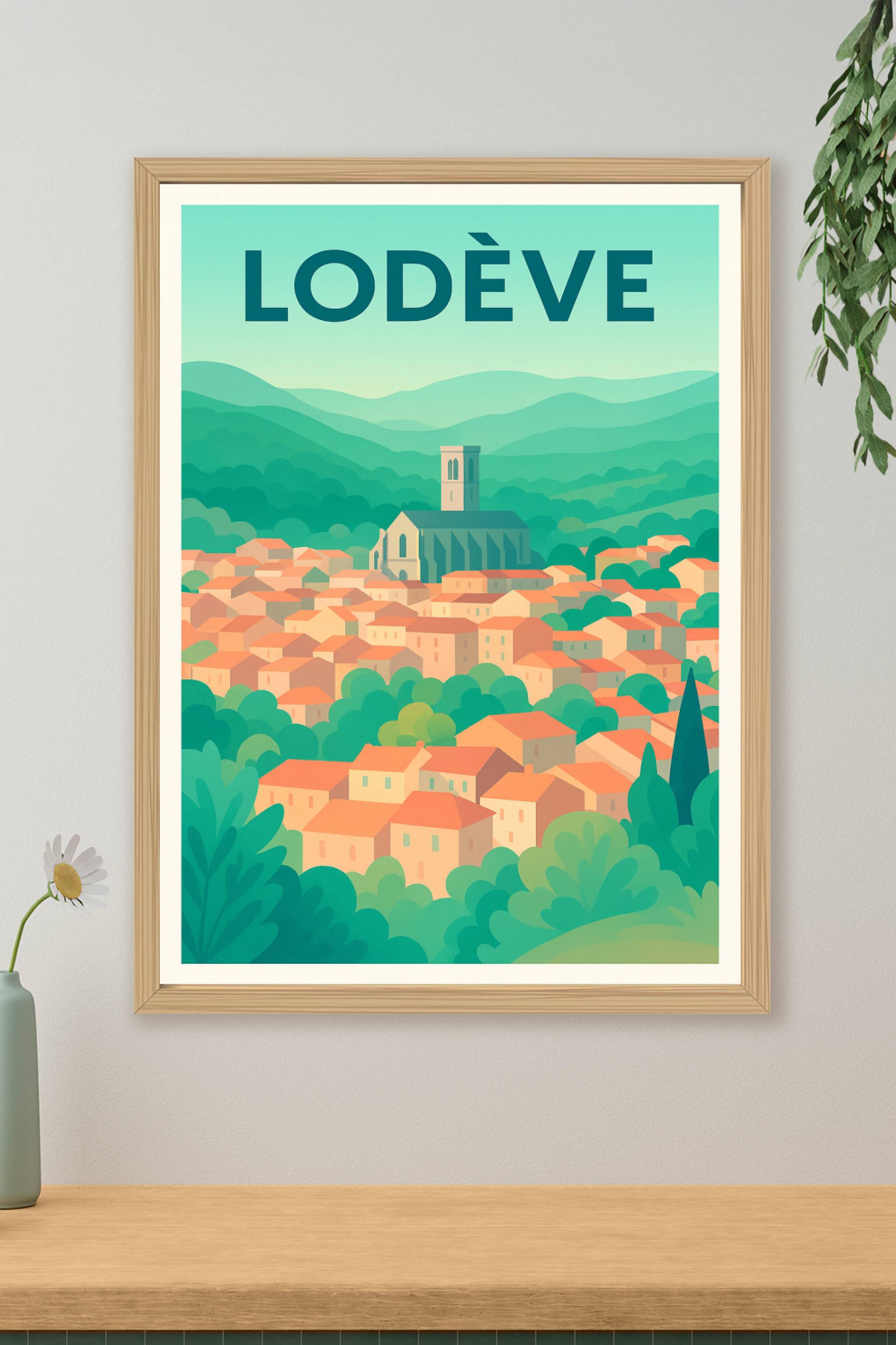 Affiche de Lodève - Vue paisible au cœur de l'Hérault