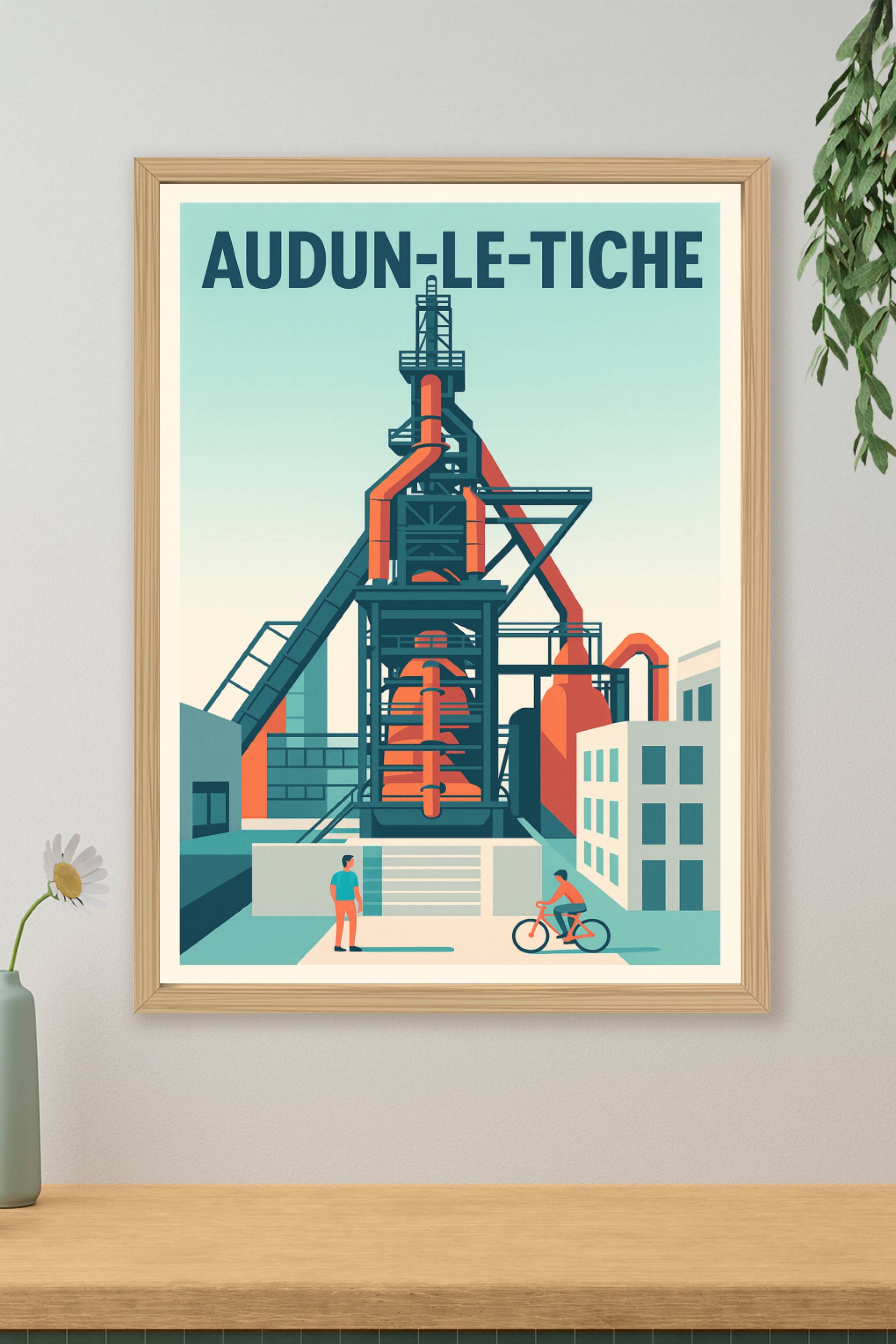 Affiche de Audun-le-Tiche - Industrie et modernité en illustration