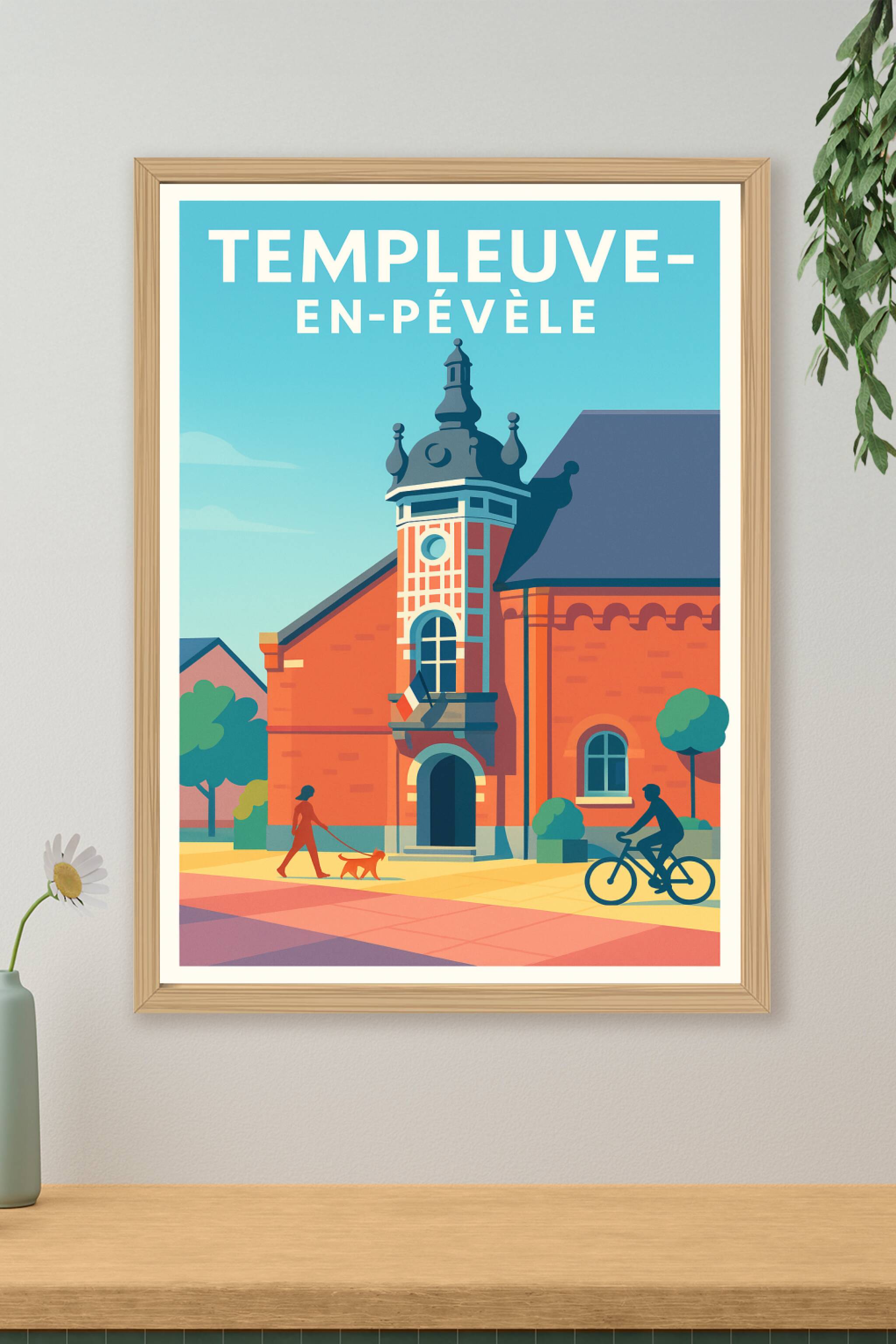 Affiche de Templeuve-en-Pévèle - Charme et authenticité en illustration rétro