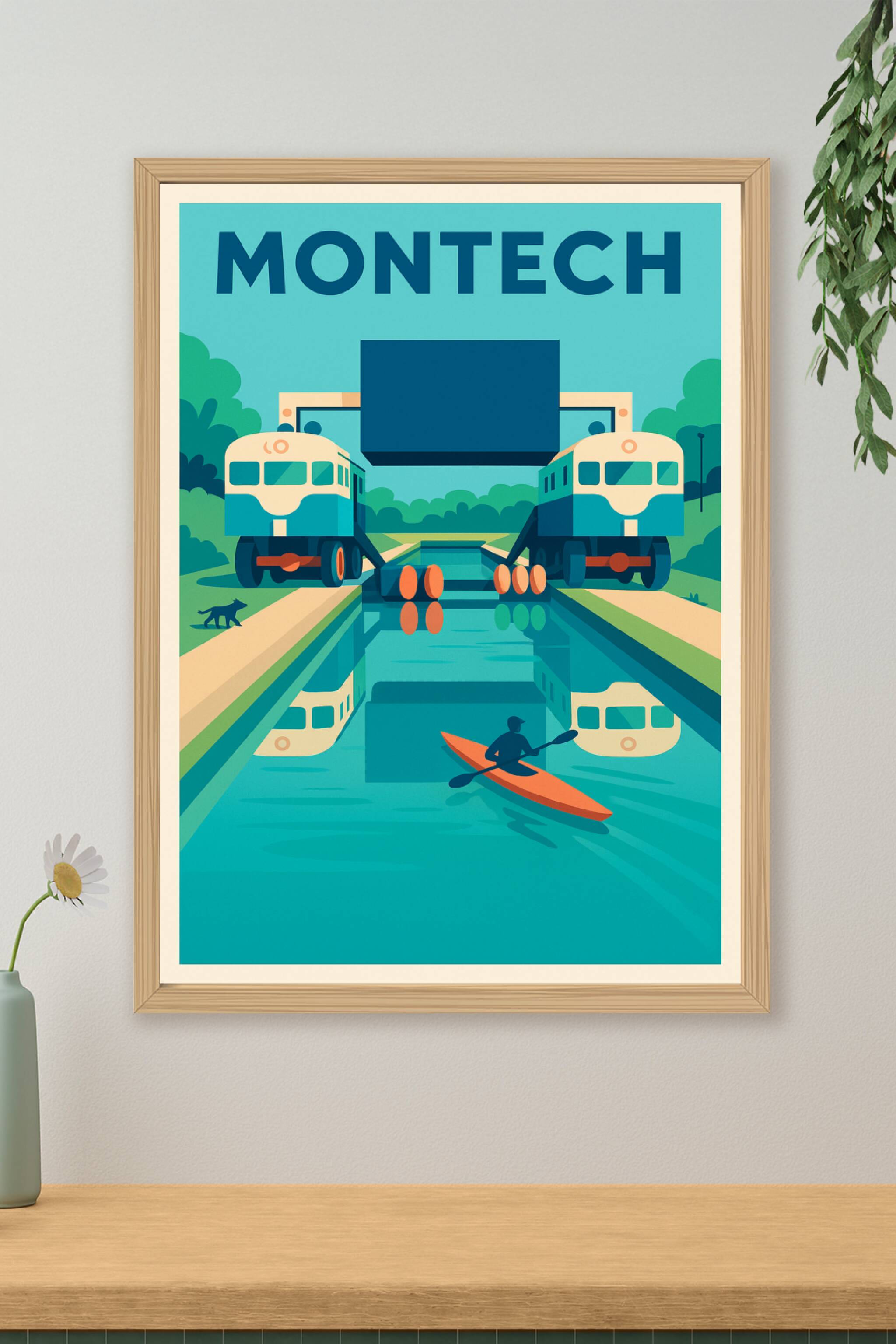 Affiche de Montech - Le Pont-Canal Emblématique en Couleurs