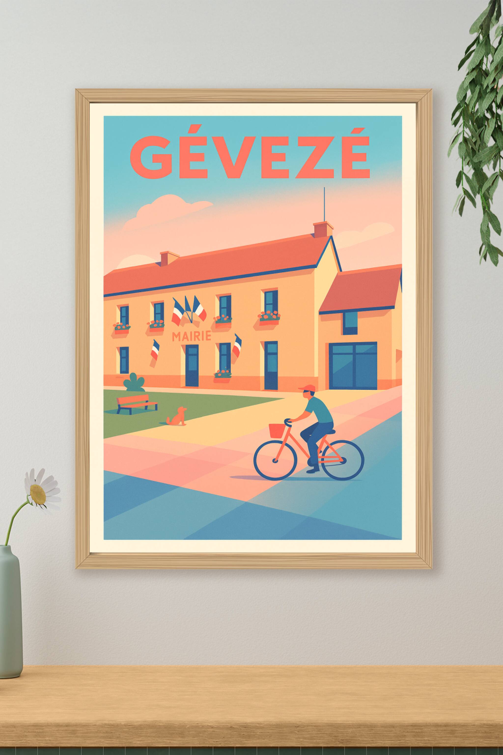 Affiche de Gévezé - L'élégance paisible de la mairie en vélocité
