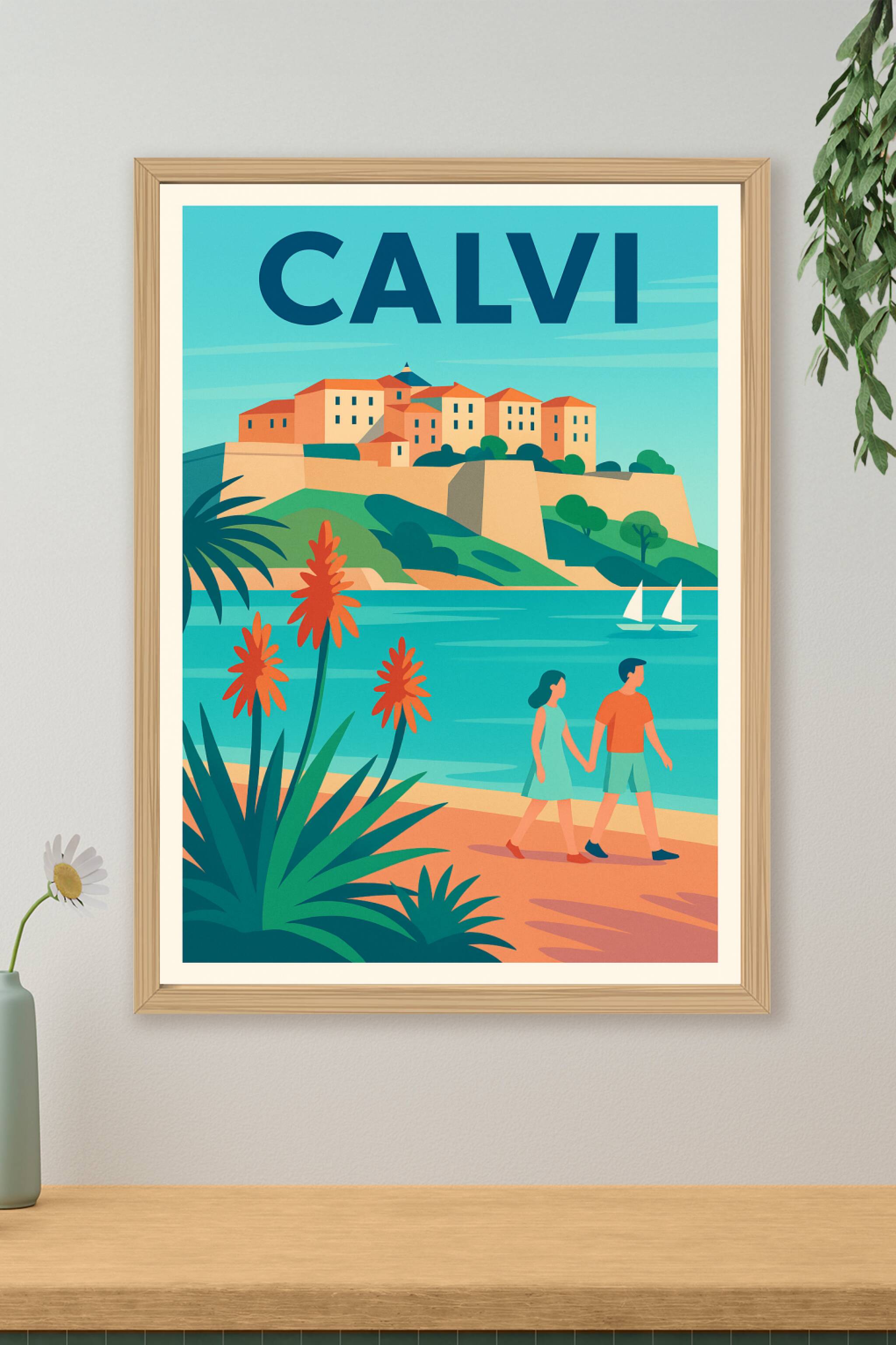 Affiche de Calvi - Promenade en bord de mer ensoleillée