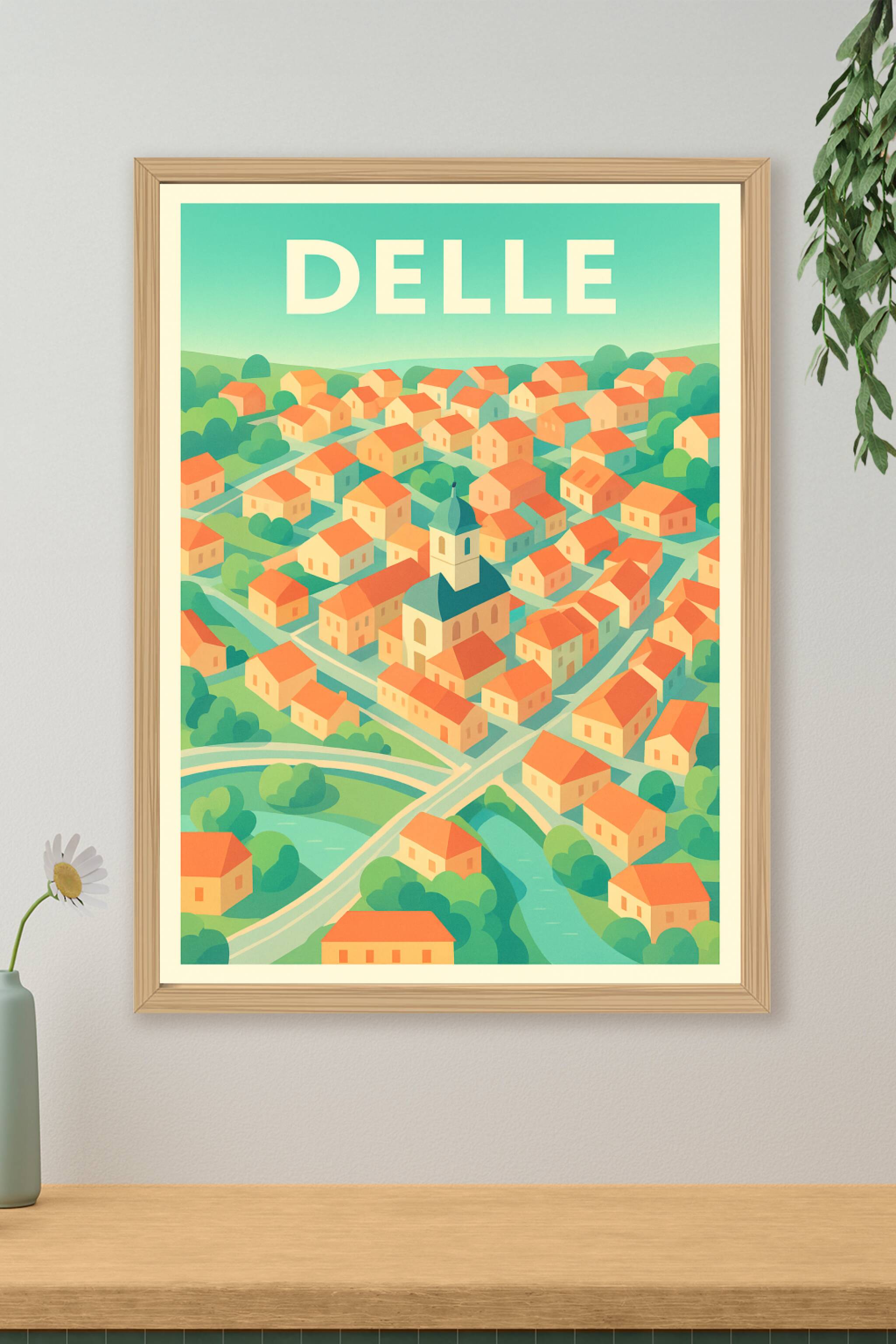 Affiche de Delle - Vue pittoresque d'une charmante ville