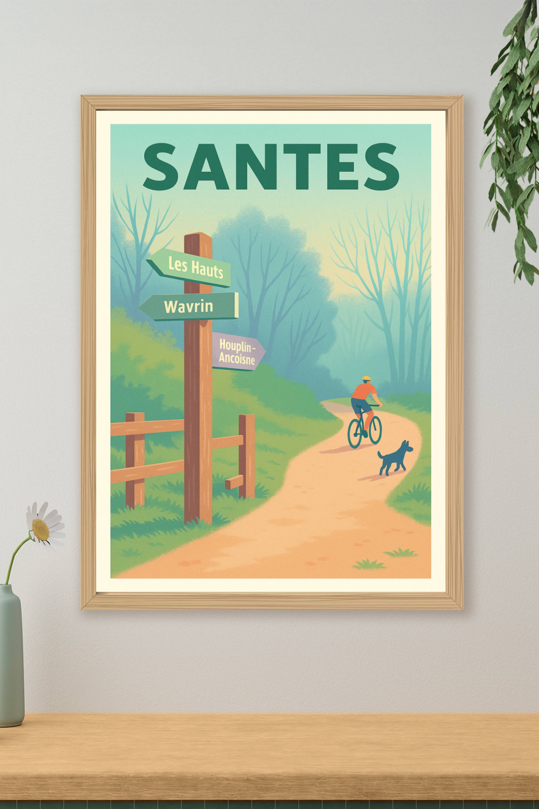 Affiche de Santes - Découvrez la nature à vélo